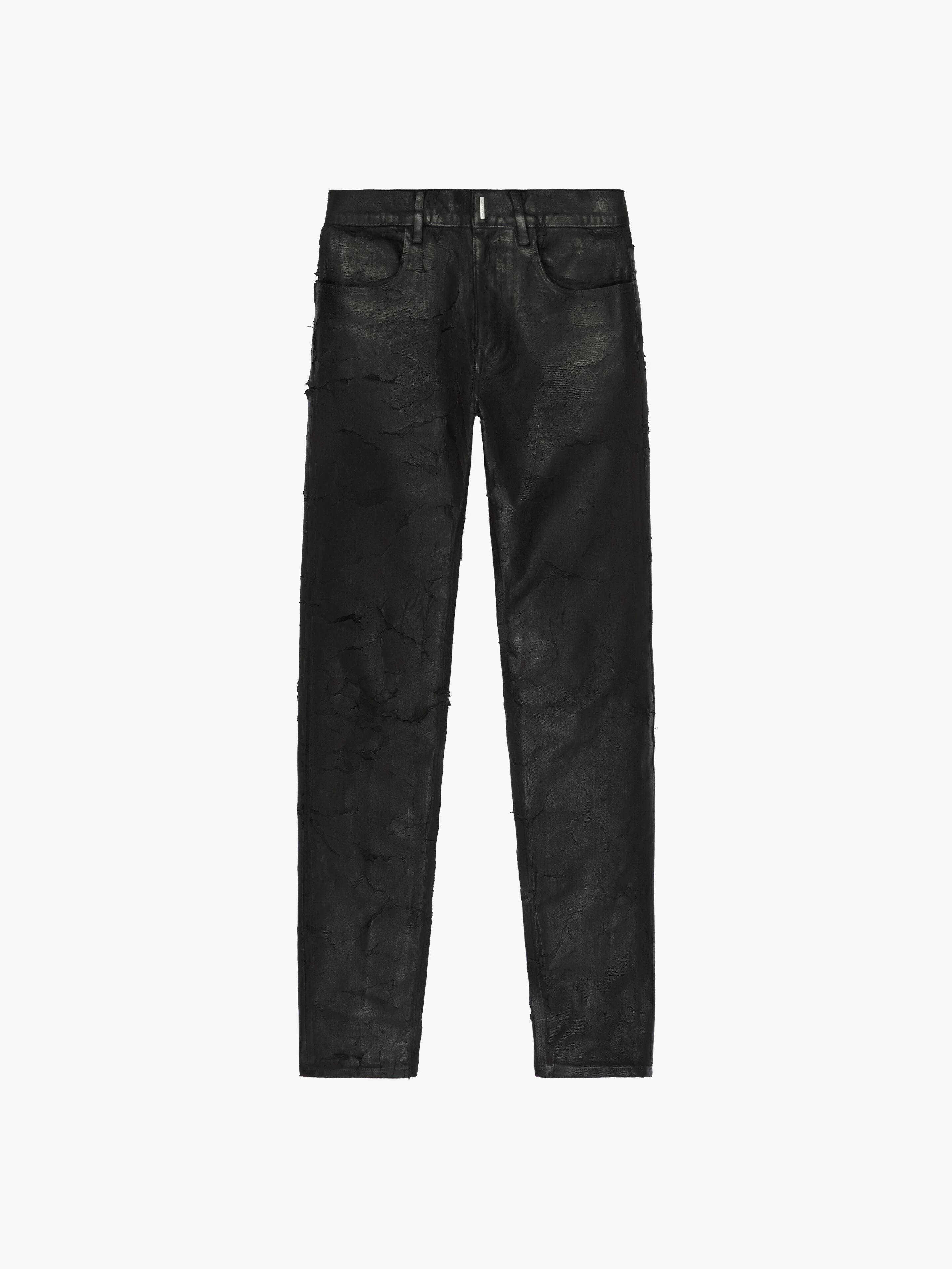 SLIM FIT JEANS IN DESTROYED DENIM - 1