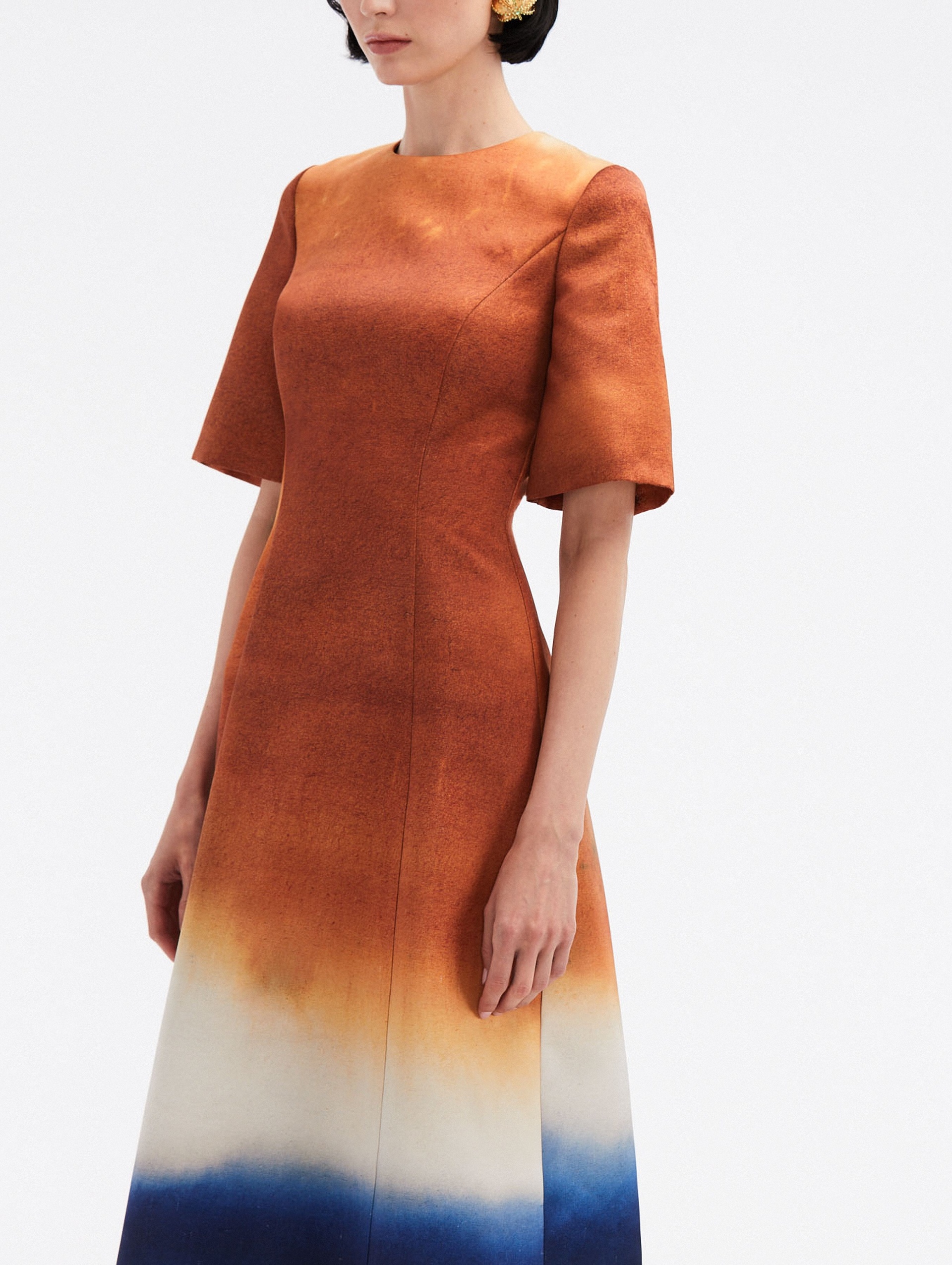 ABSTRACT OMBRÉ SATIN DRESS - 4