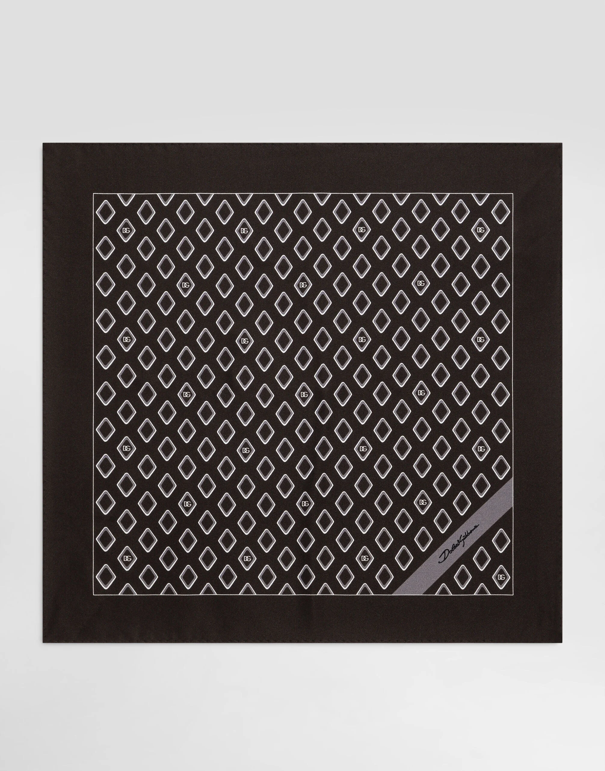 Silk pocket square with micro-design and logo - 1