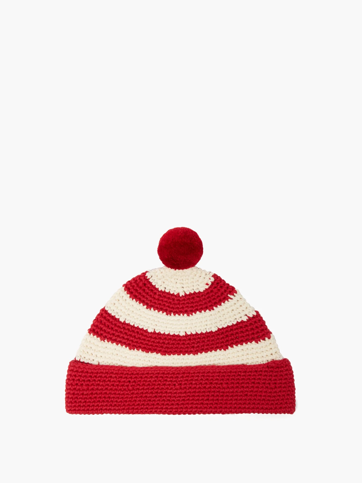 Striped hand-crocheted cotton beanie - 3