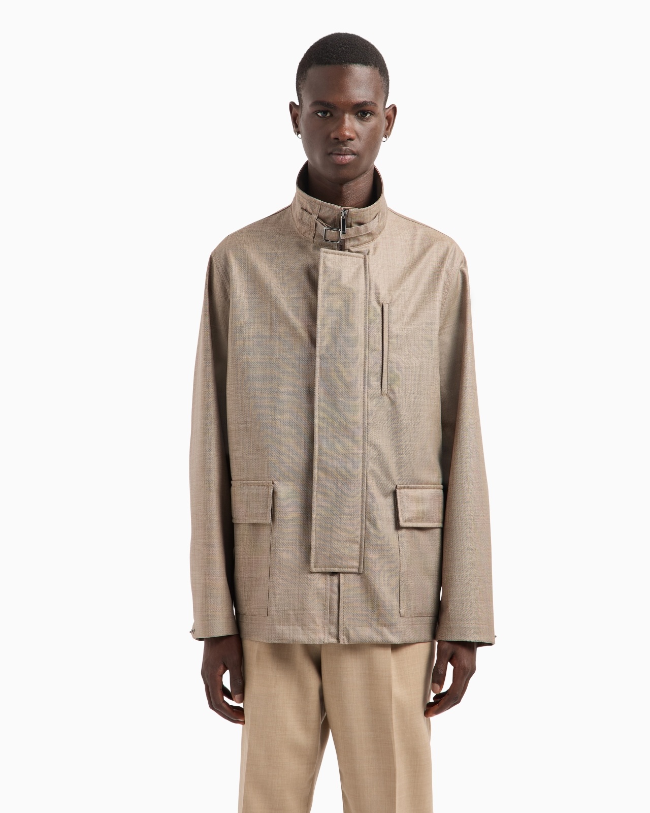 FULL-ZIP BLOUSON IN SILKY-FINISH BONDED GRISAILLE - 4
