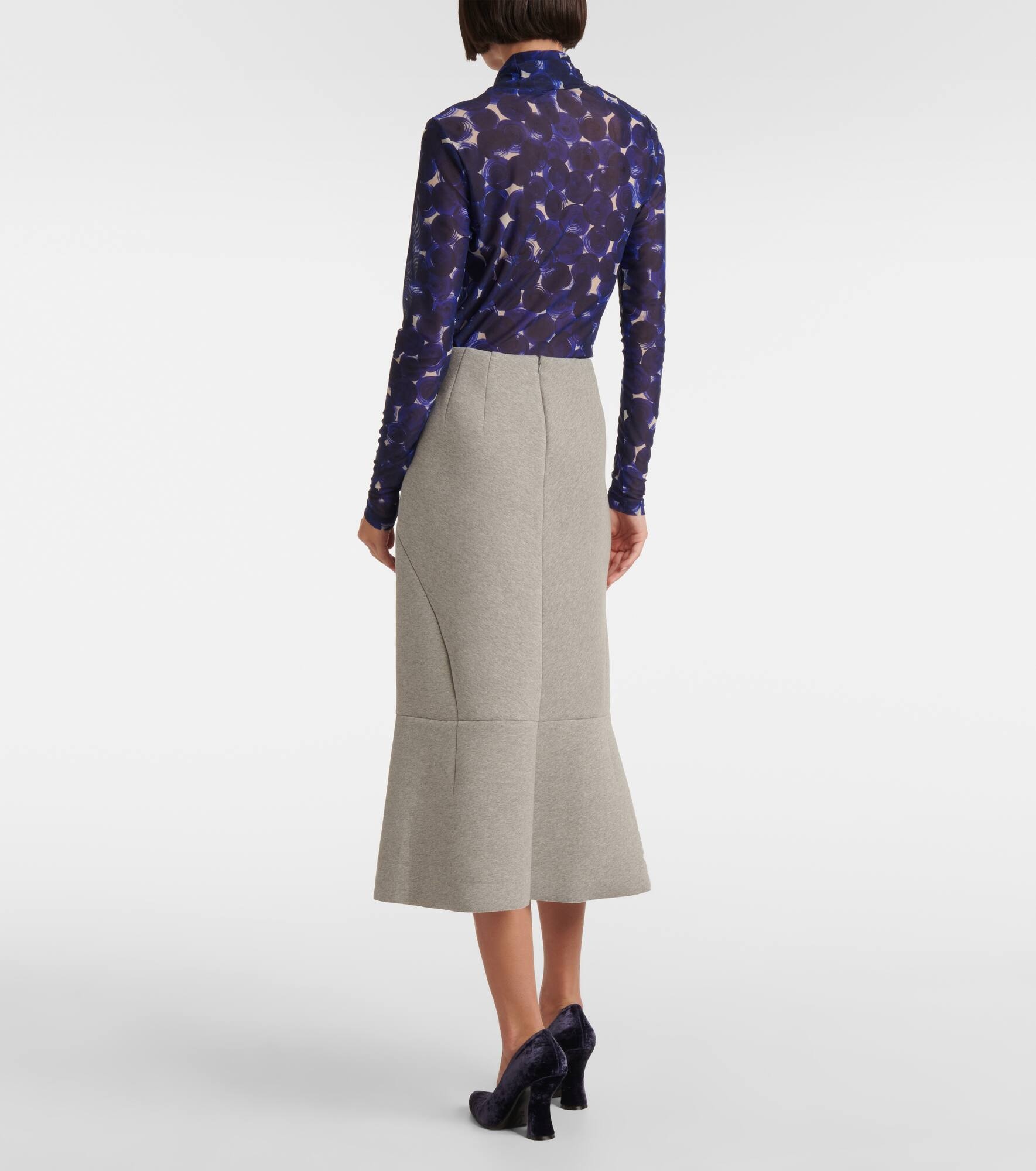 Cotton-blend midi skirt - 3