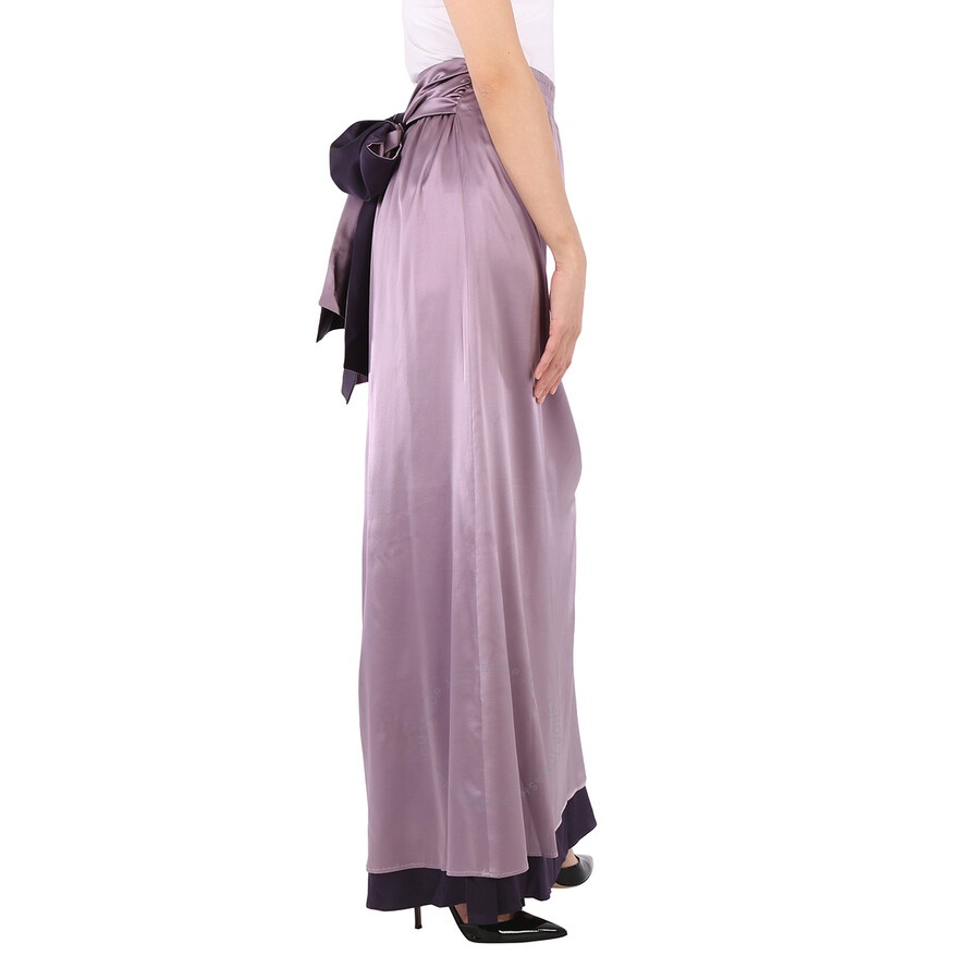 Emporio Armani Empire Waist Lavender Silk Maxi Skirt - 4
