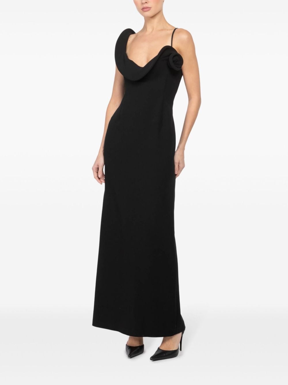 floral-appliqué dress - 4