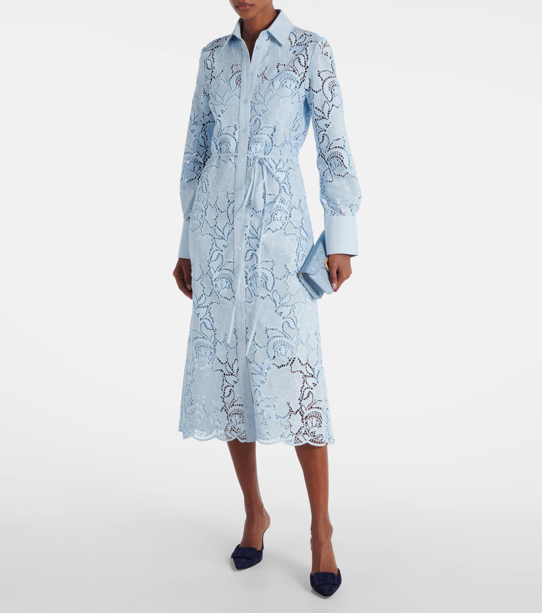 Laser-cut cotton shirt dress - 2