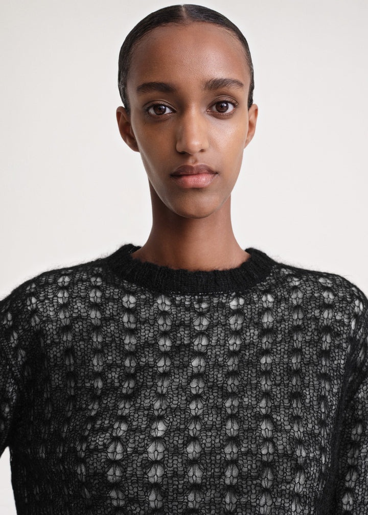 Mohair lace knit black - 5