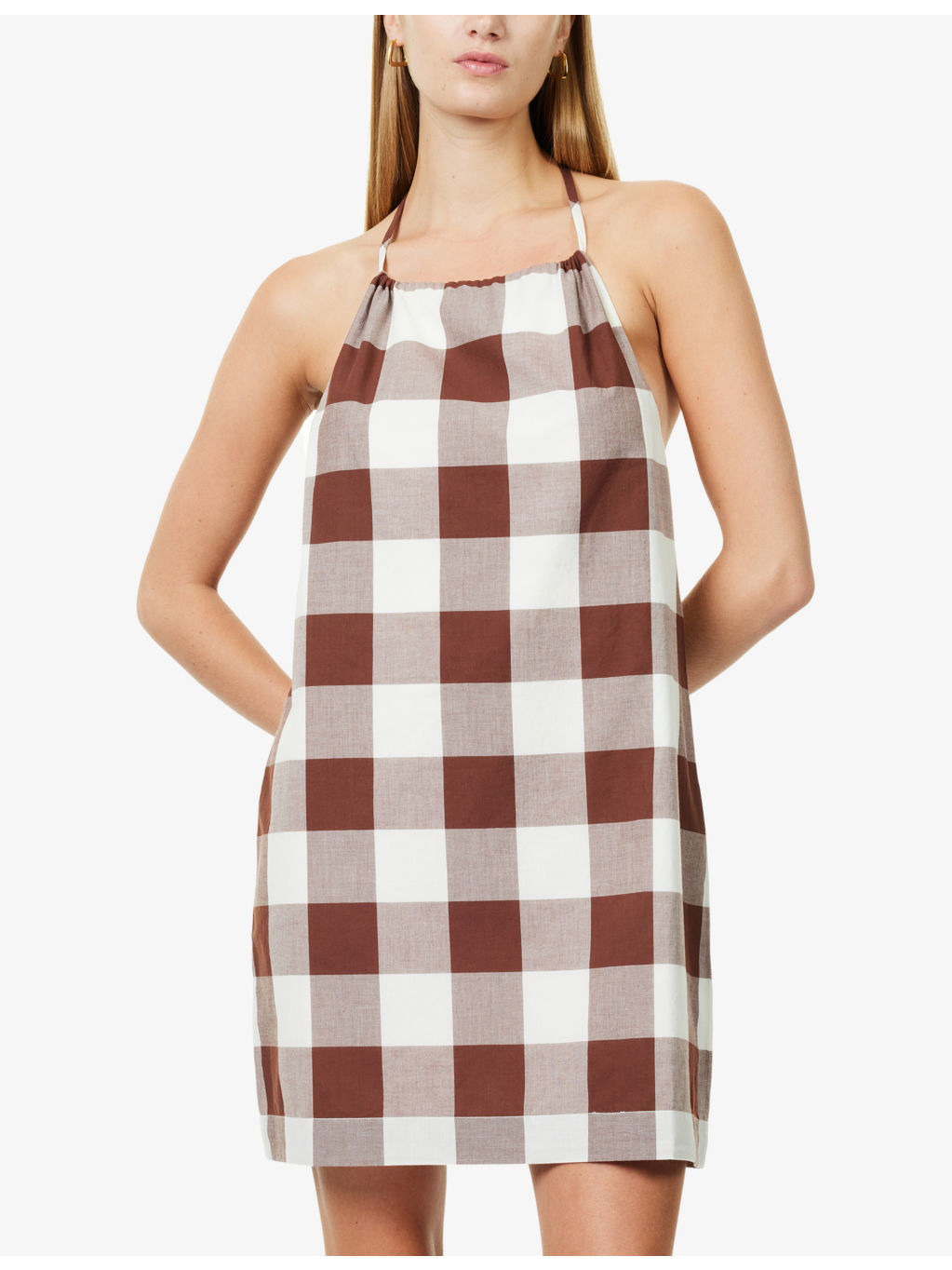 Callie Gingham-Print Cotton Mini Dress - 3