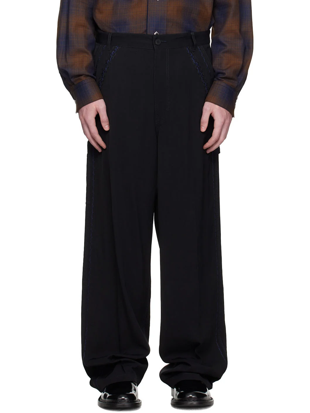 Black Viscose Twill Trousers - 1