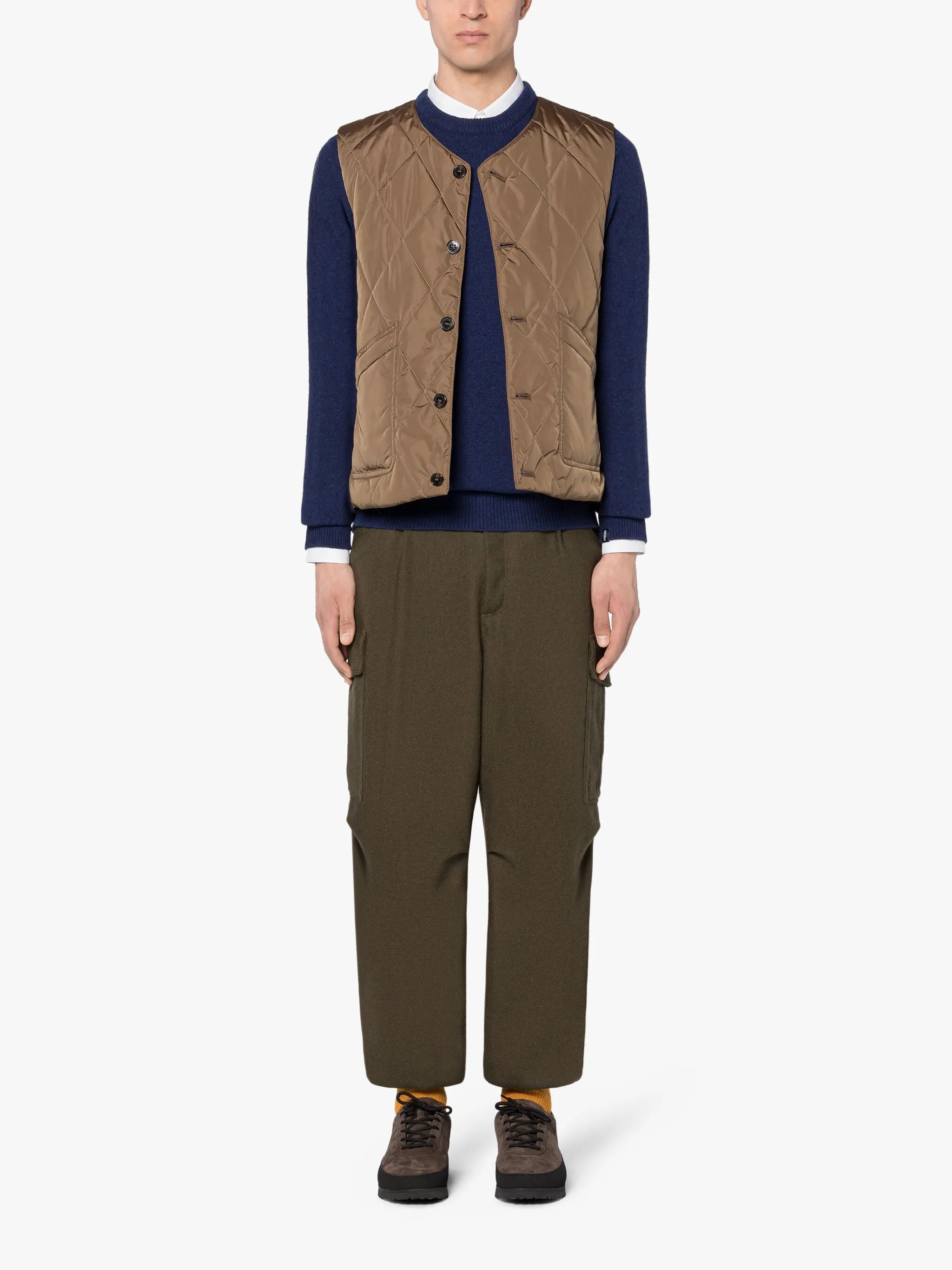 KHAKI WOOL CARGO TROUSERS - 2