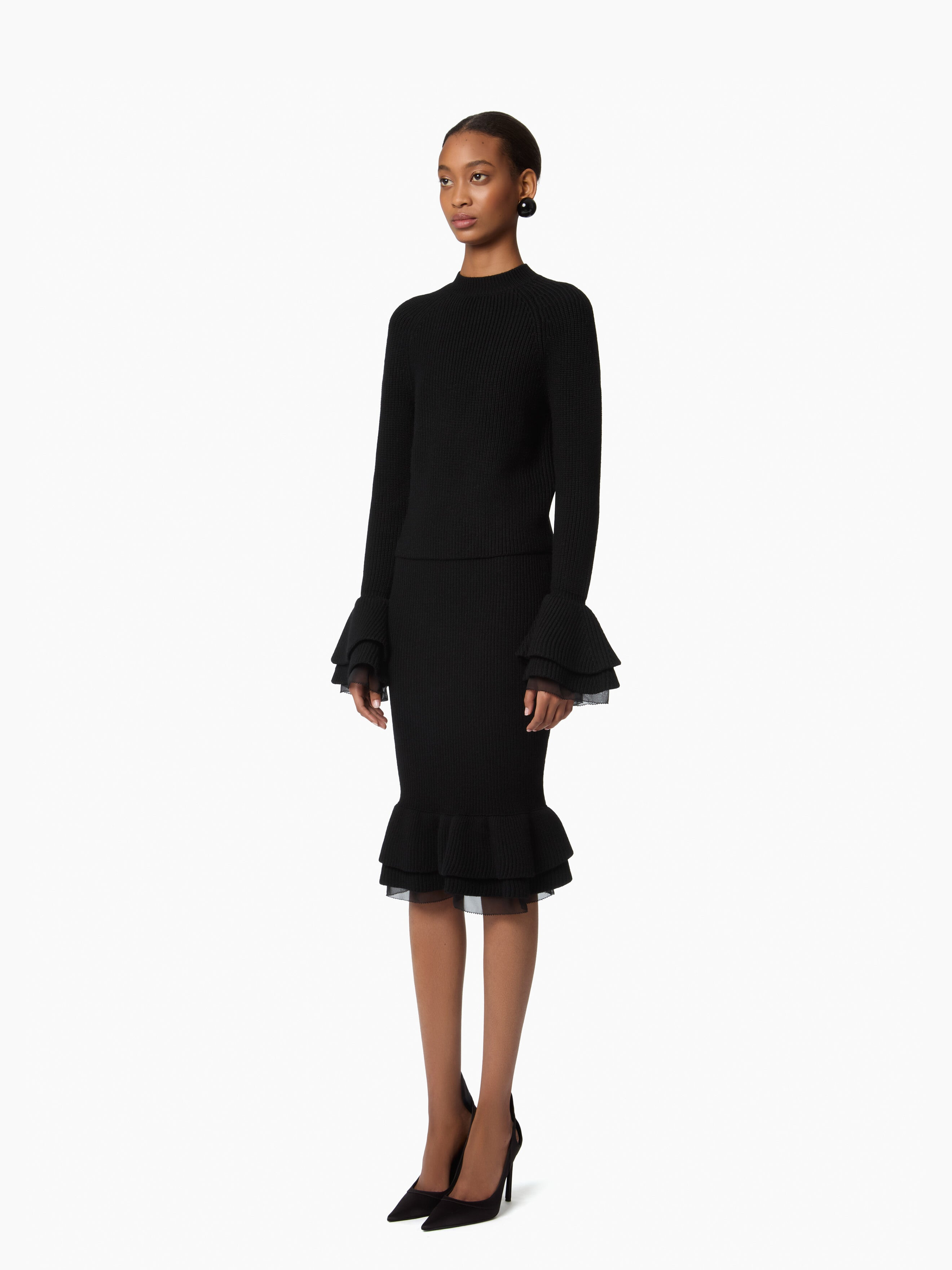 Midi Ruffled Wool Skirt - 2