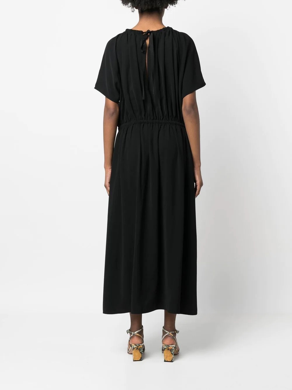 pleat detailing mid-length dress - 4
