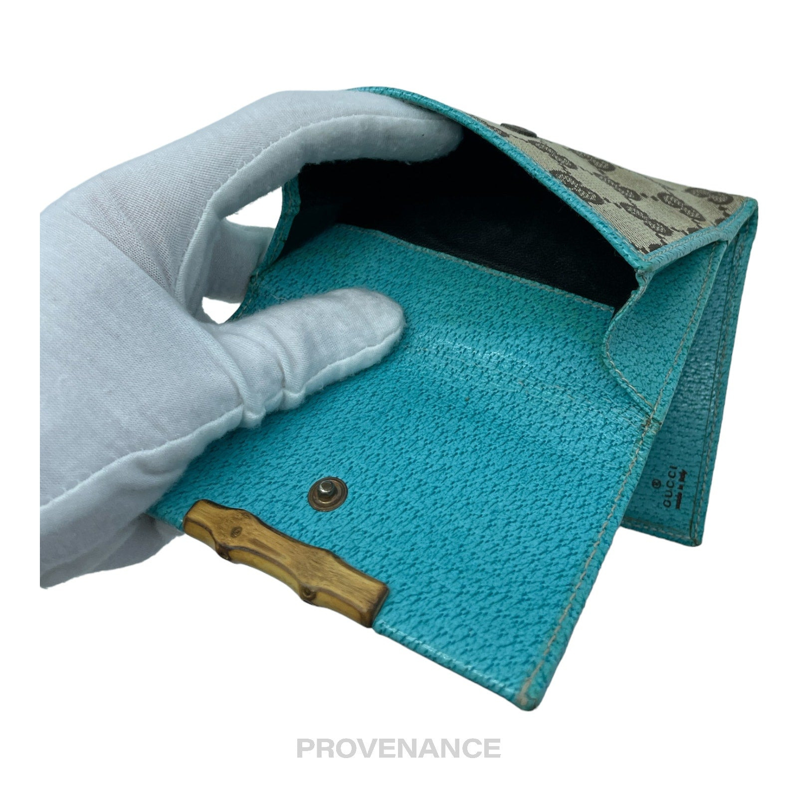 Gucci Bamboo Trifold Wallet - GG Canvas Turquoise - 7