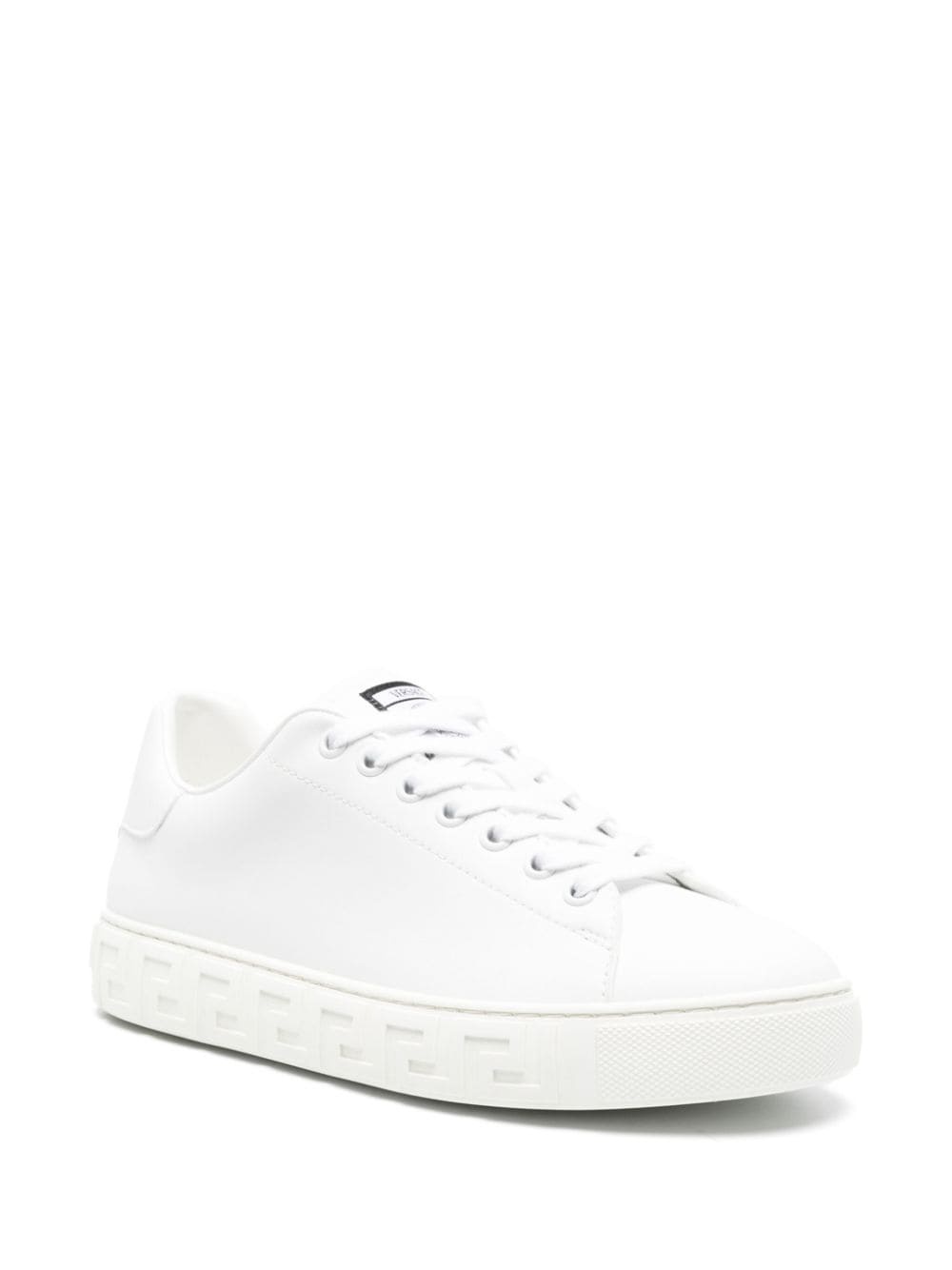 Greca-embossed leather sneakers - 2