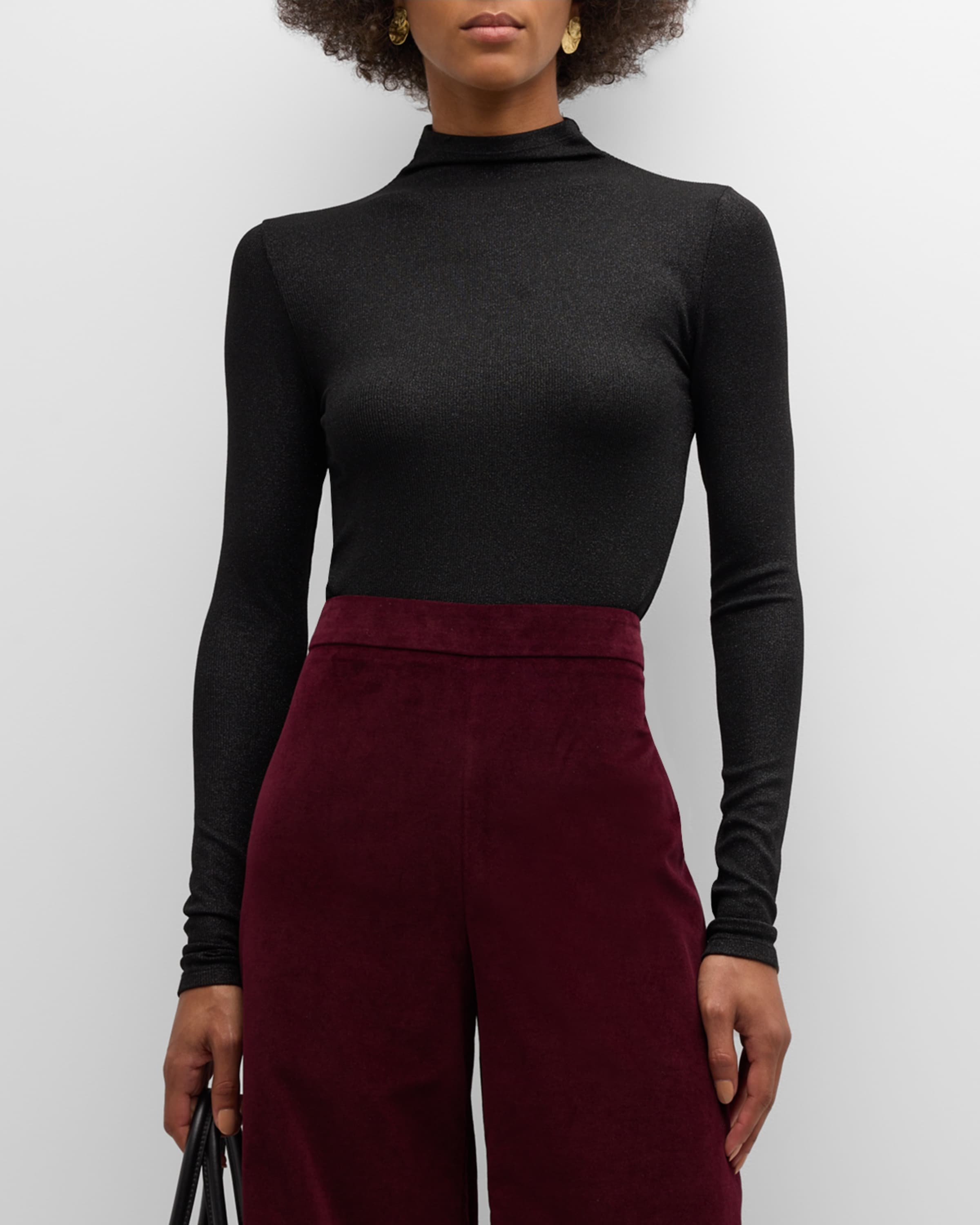 Sparkly Lurex Turtleneck Top - 2