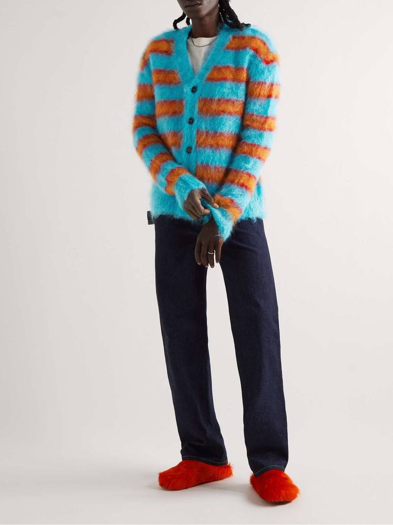 Marni Striped Brushed Mohair-Blend Cardigan outlook