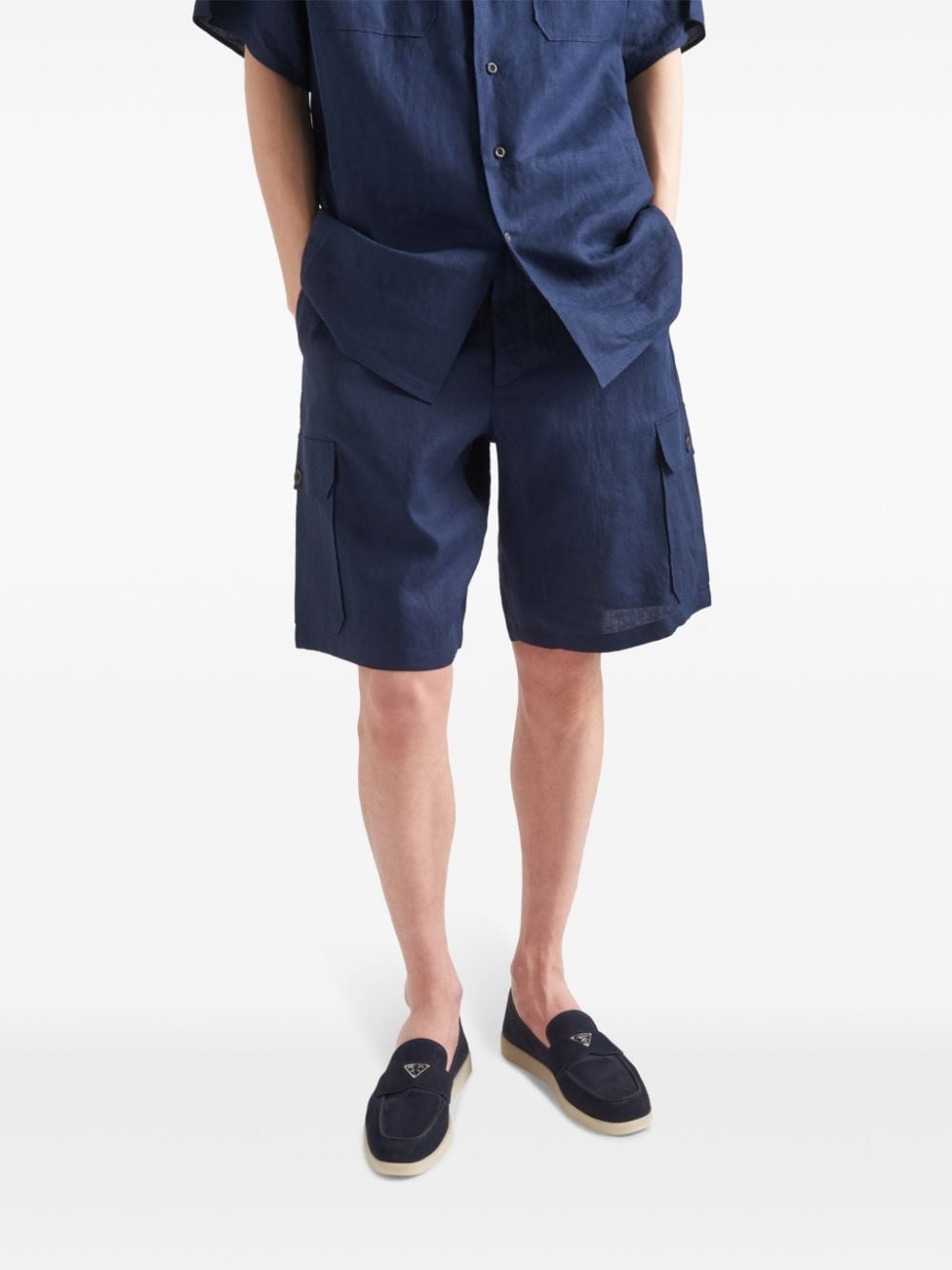 triangle-logo suede loafers - 6