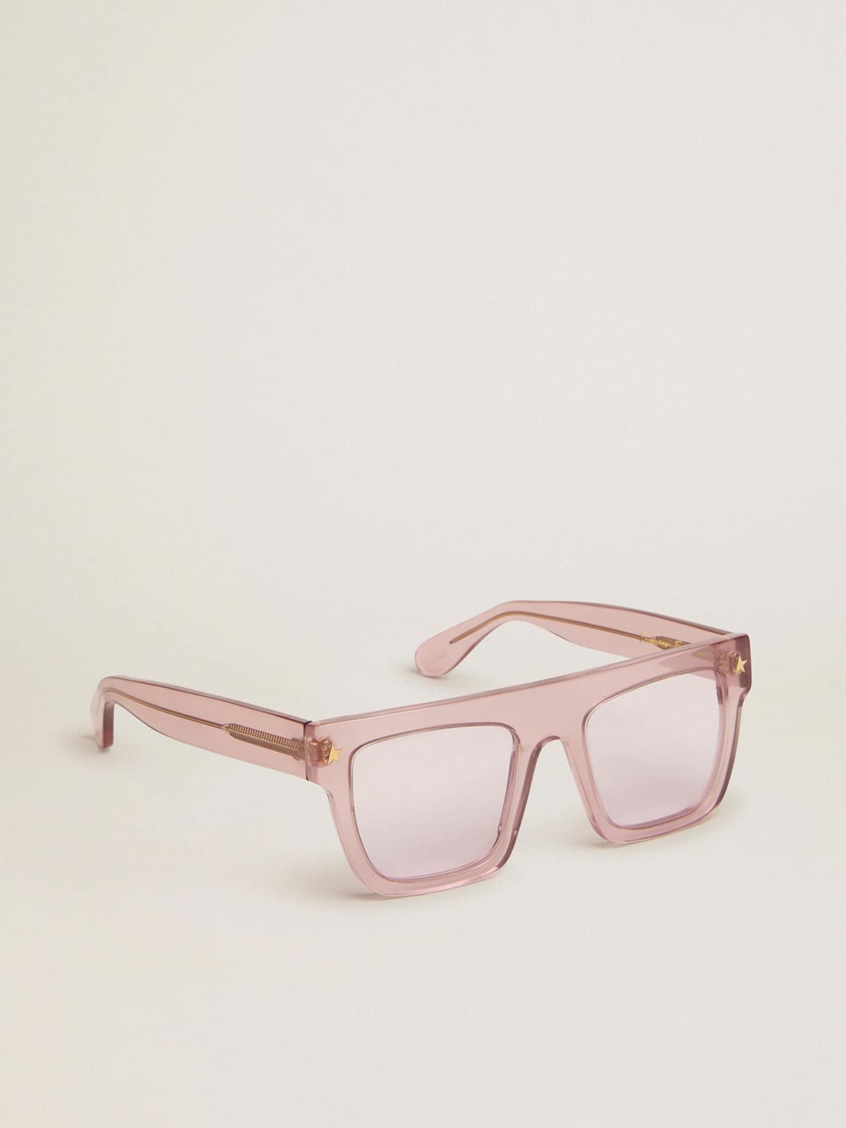 Square-style Sunframe Jamie with clear pink frame and pink lenses - 1