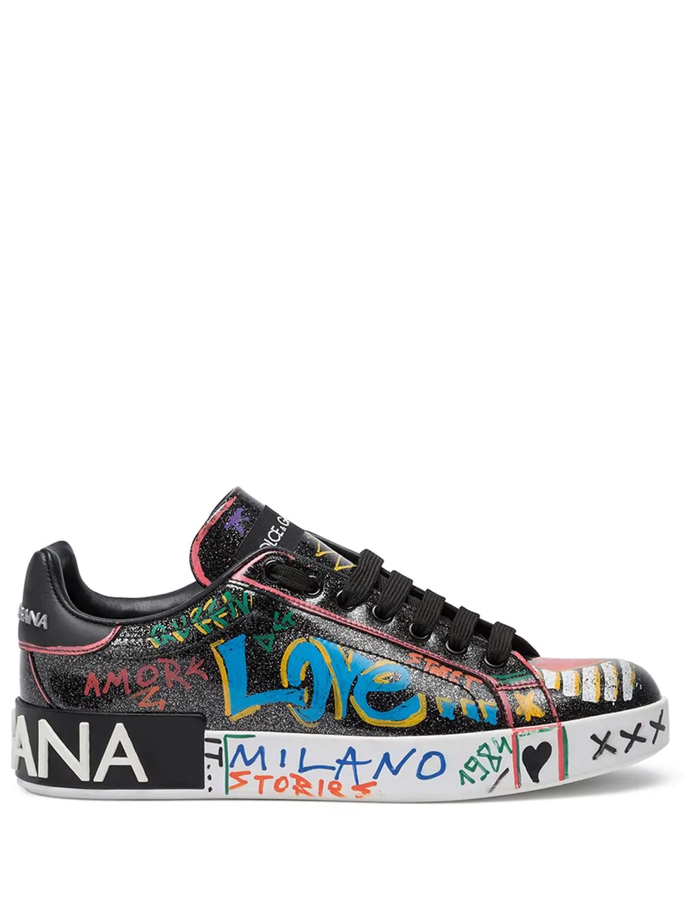 Portofino glitter graffiti sneakers - 1