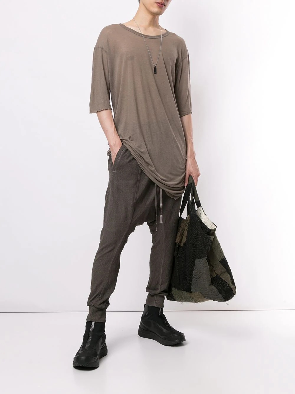 raw edge long T-shirt - 2