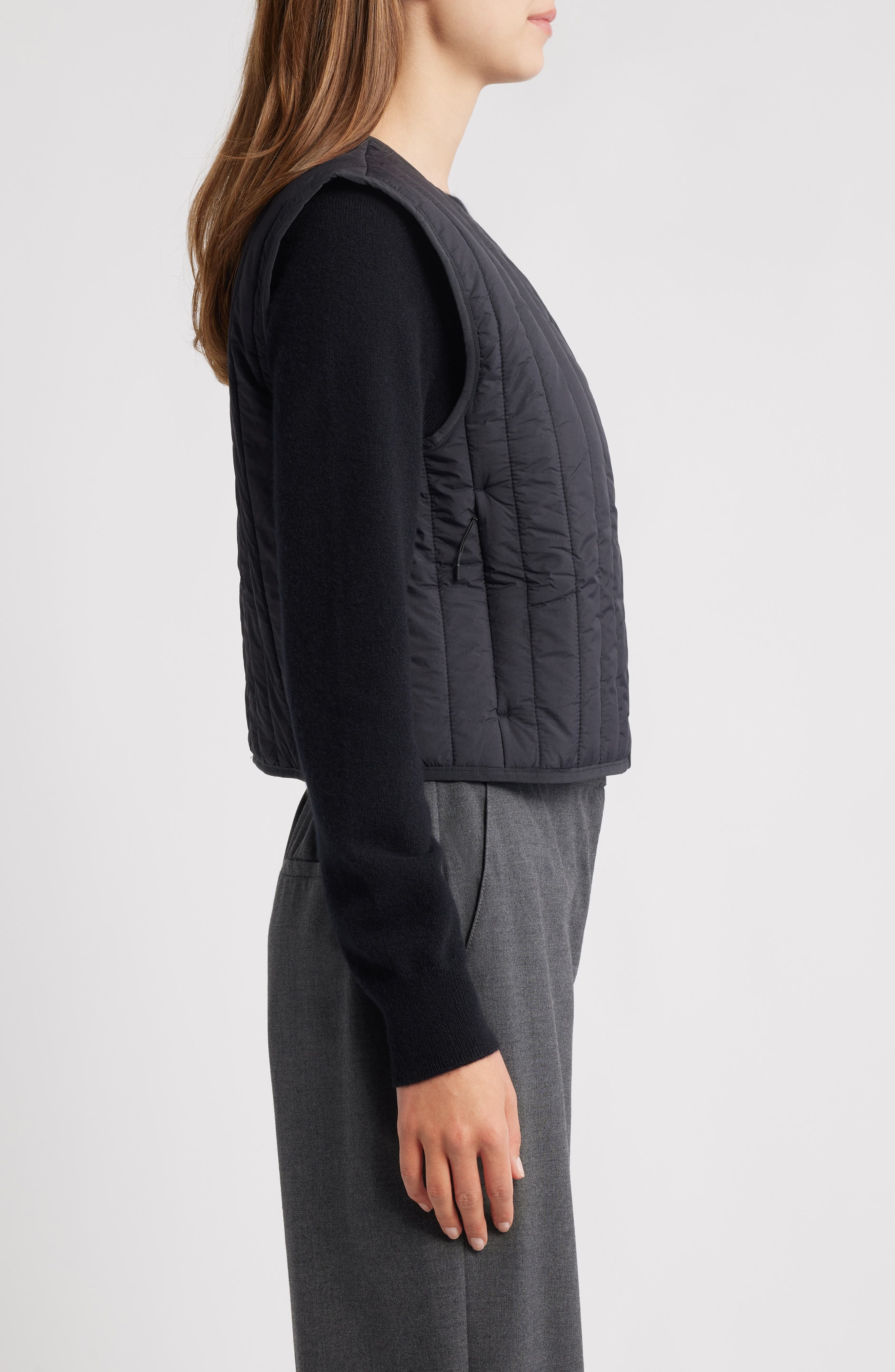 Rains Banja Water Resistant Crop Liner Vest in Navy at Nordstrom - 3