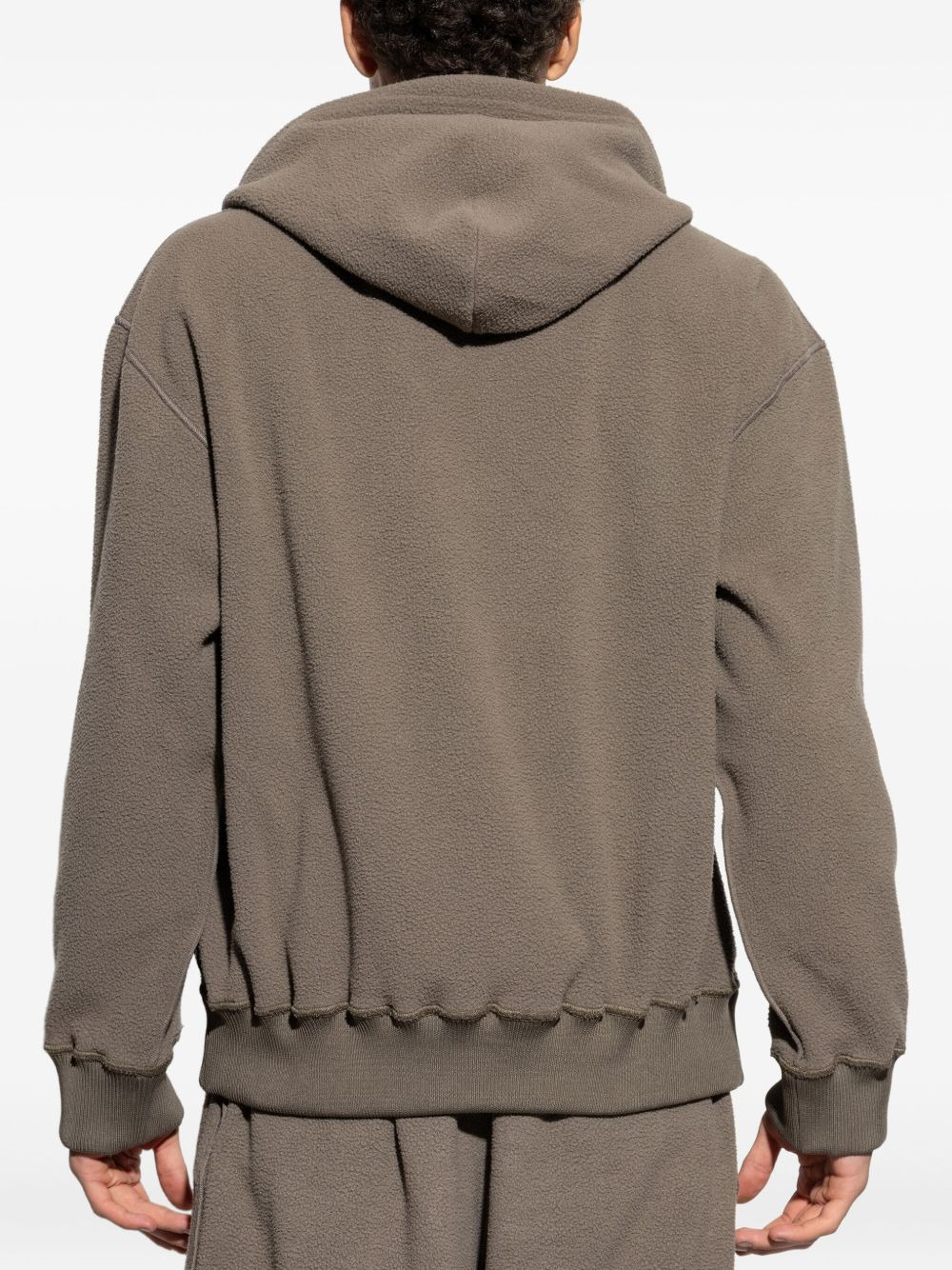 numbers-embroidered fleece hoodie - 4