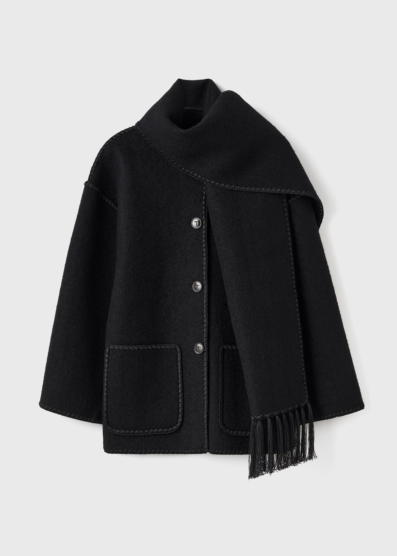Embroidered scarf jacket black - 7