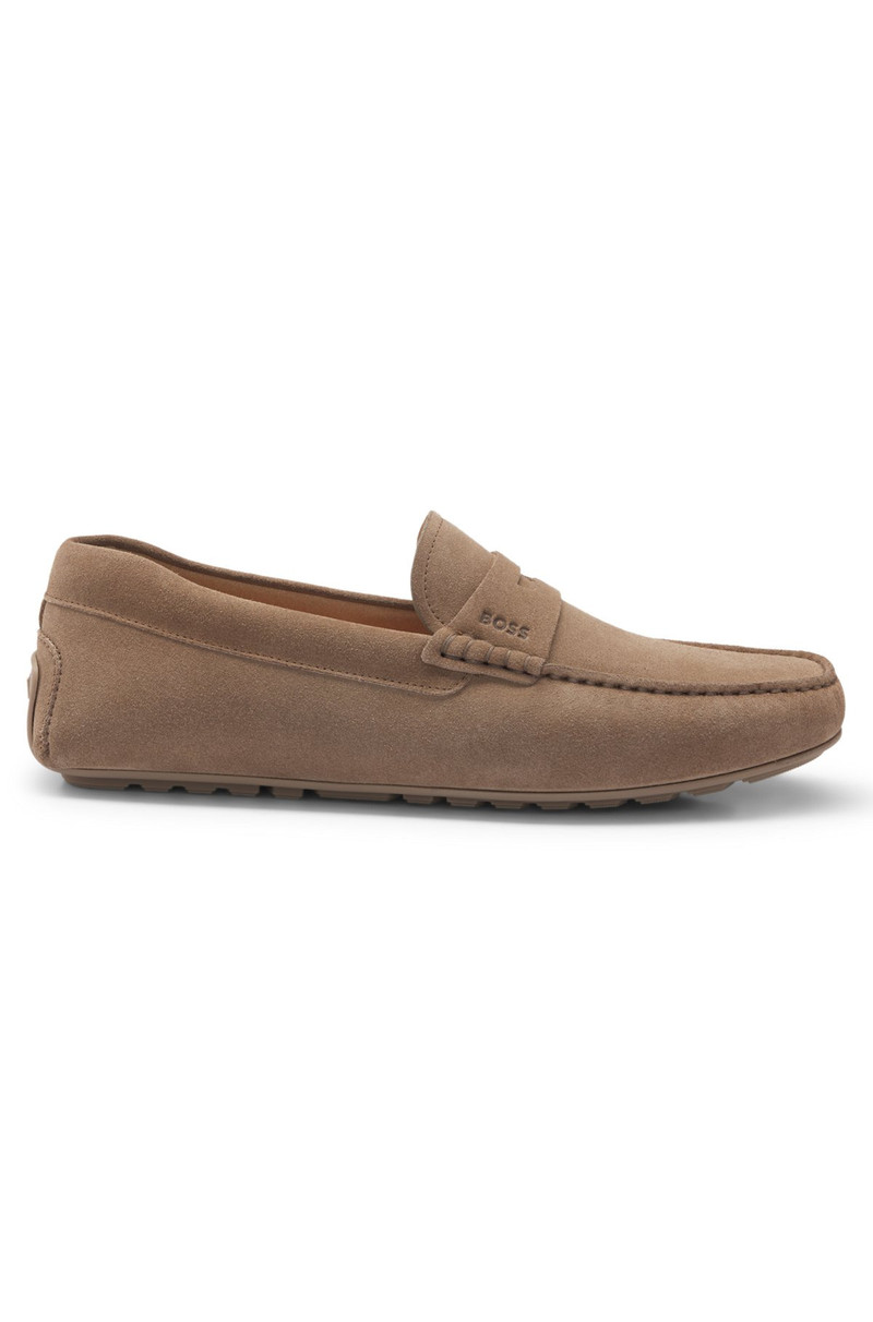 PORTUGUESE-CRAFTED MOCCASIN LOAFERS IN SUEDE WITH PENNY TRIM 1