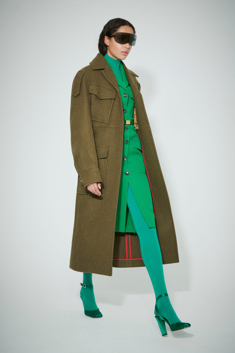 Victoria Beckham Utility Pocket Coat in Khaki Green Melange outlook