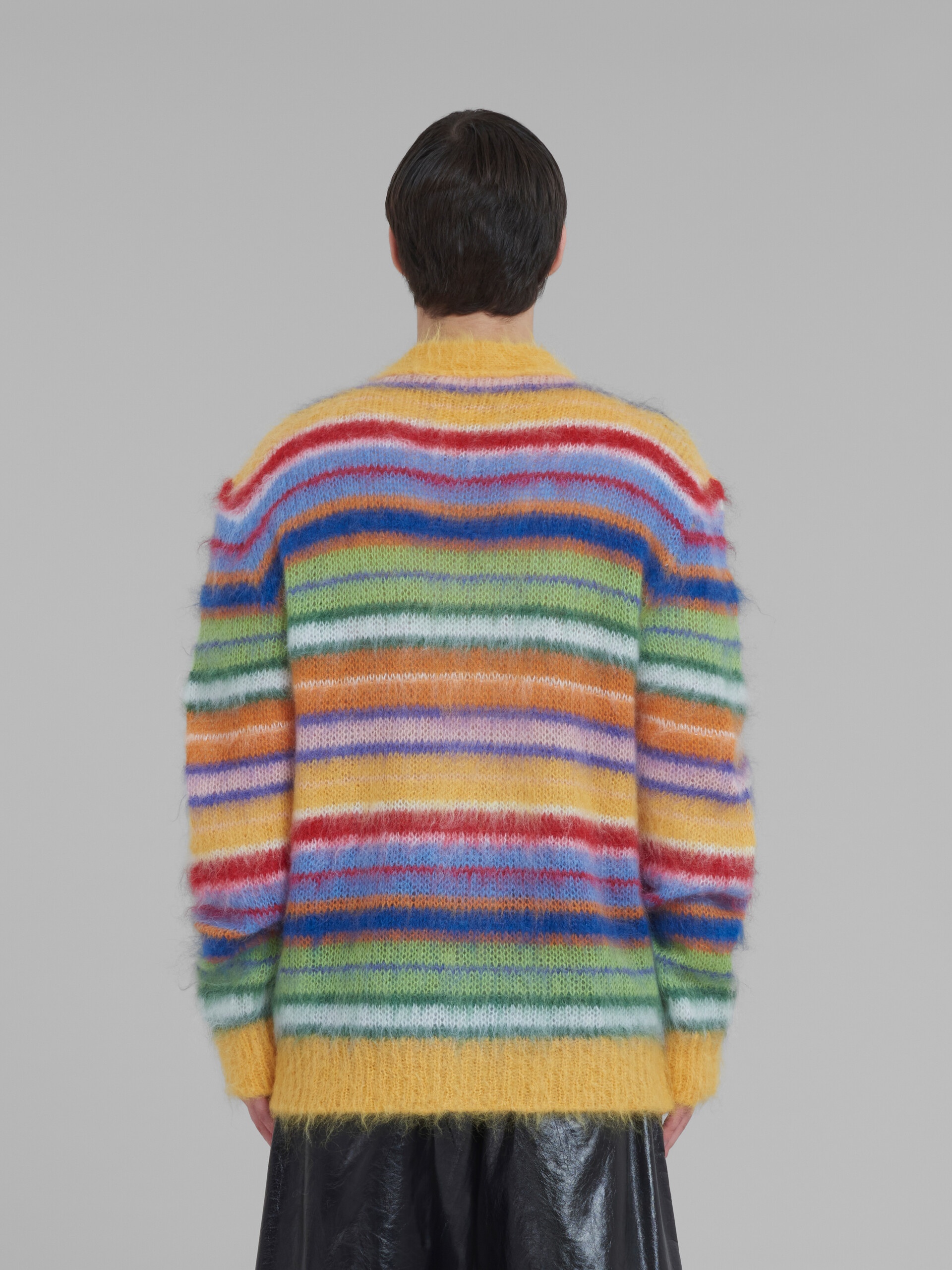 MULTICOLOURED STRIPED MOHAIR CARDIGAN - 3