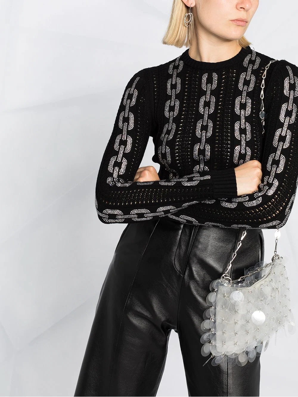 crystal-embellished chain-link jumper - 5
