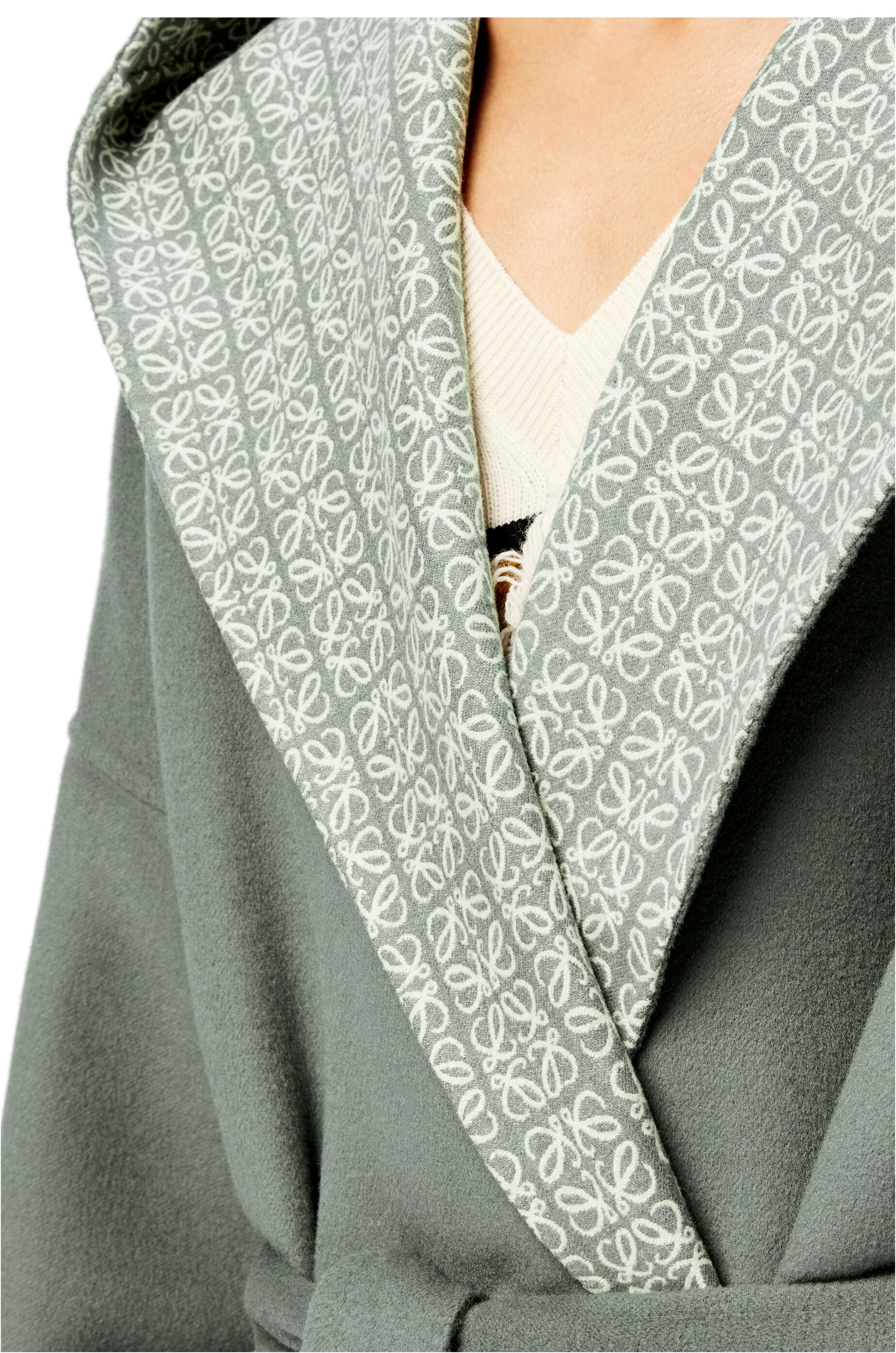 Anagram jacquard hooded coat in wool - 5