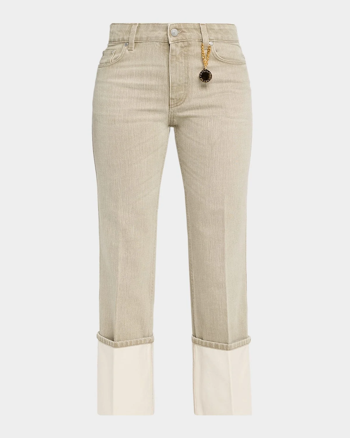 Mid-Rise Straight-Leg Cuffed Crop Jeans - 1
