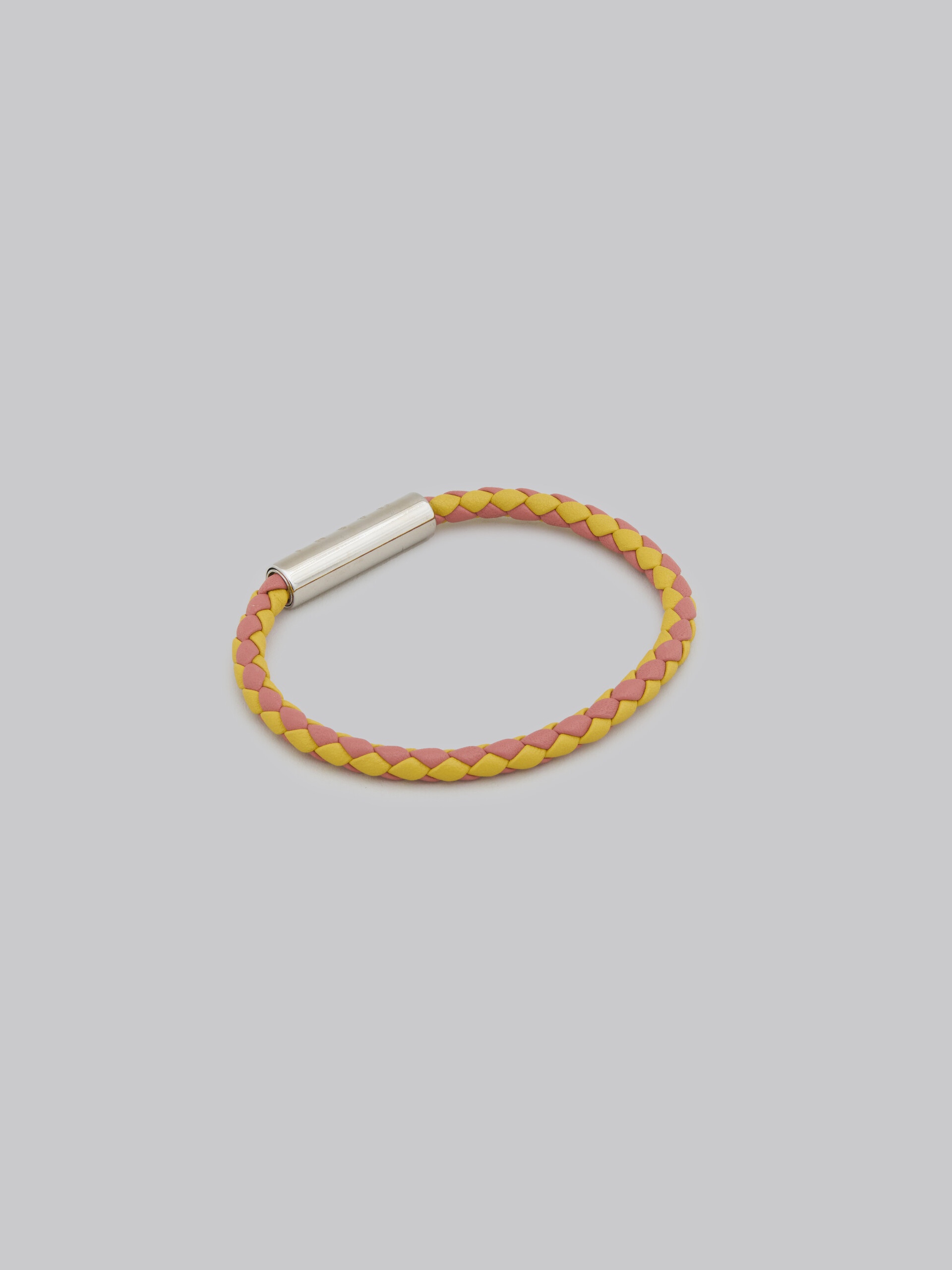 YELLOW AND PINK WOVEN LEATHER BRACELET - 3