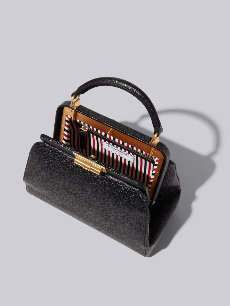 Black Pebble Grain Leather Small Doctor Bag 5