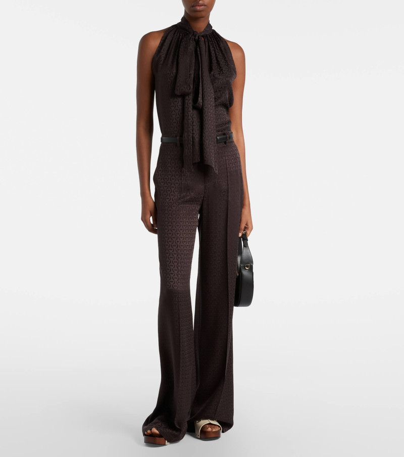 GUCCI Horsebit tie-neck silk jacquard top outlook