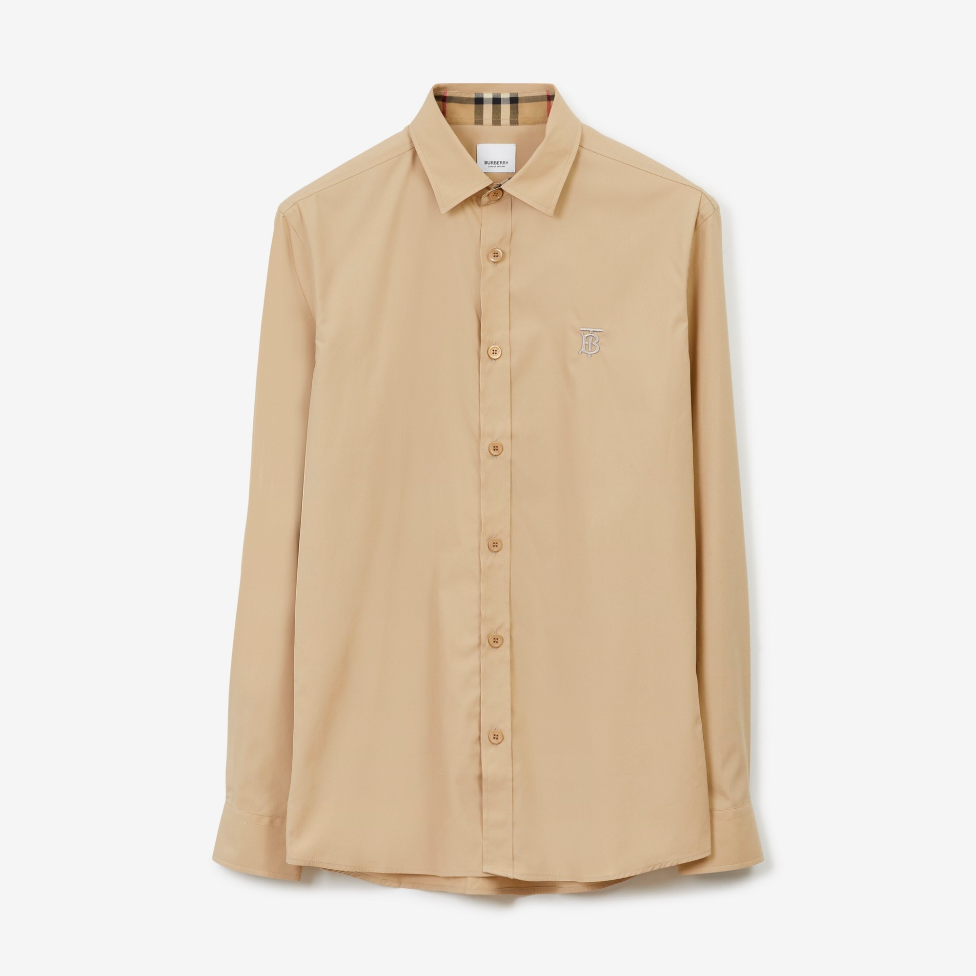 Slim Fit Monogram Motif Stretch Cotton Poplin Shirt - 1