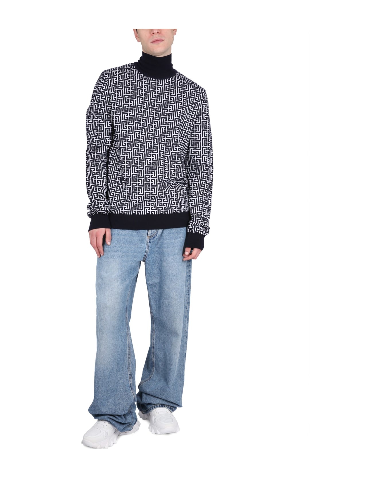 Two-tone Wool Blend Sweater - 3
