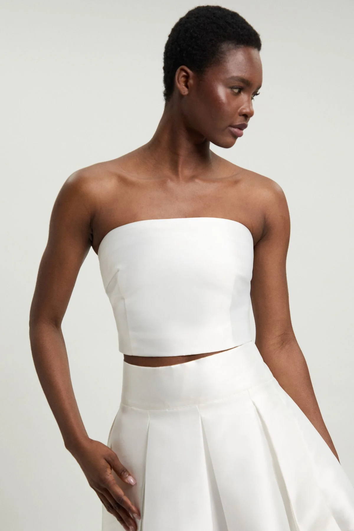 Satin Twill Woven Bandeau Top - 1