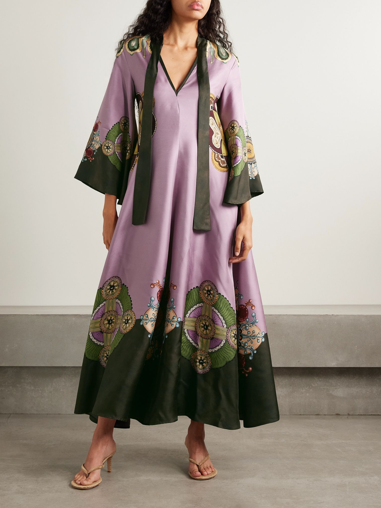 Icon Magnifico printed silk-twill maxi dress Purple - 3