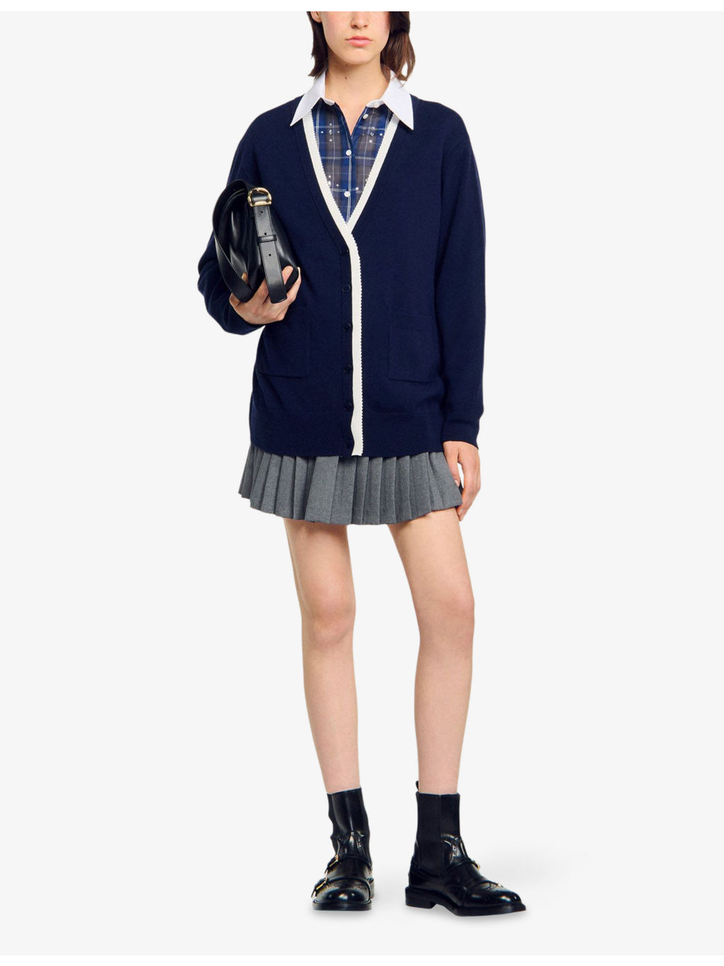 V-Neck Wool and Cashmere Cardigan - 2