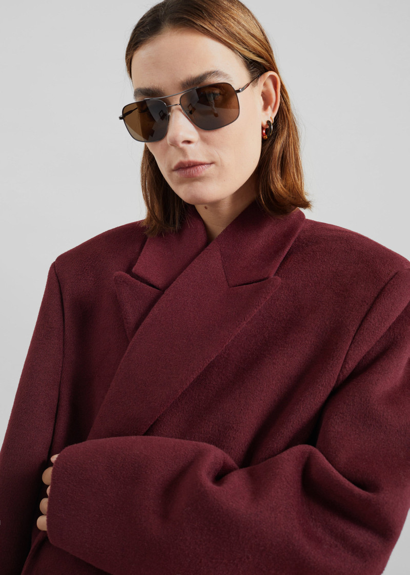 Skaila Double-Breasted Coat - Burgundy 5