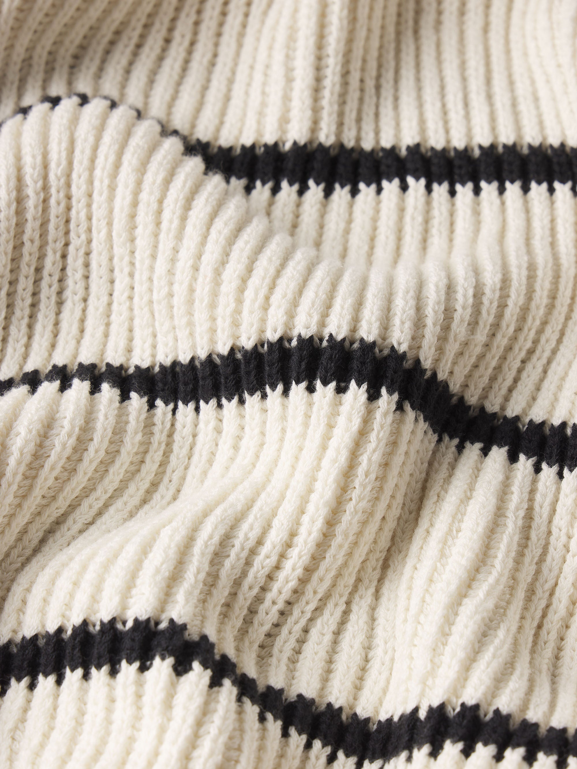 Striped Polo Sweater in Black Stripe - 3