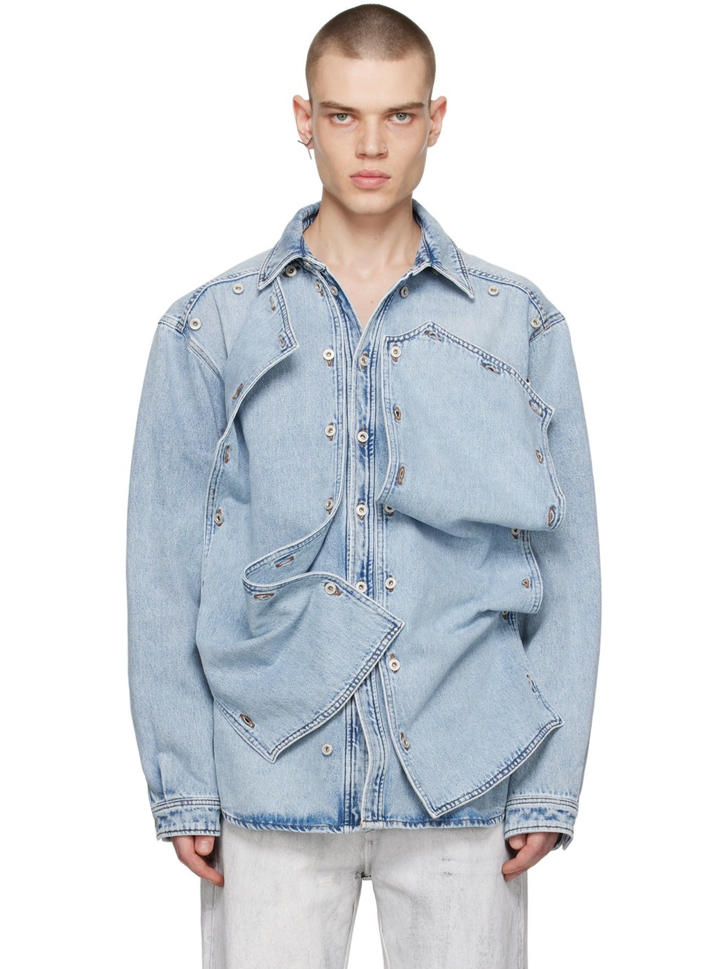 Blue Classic Button Panel Denim Shirt - 1