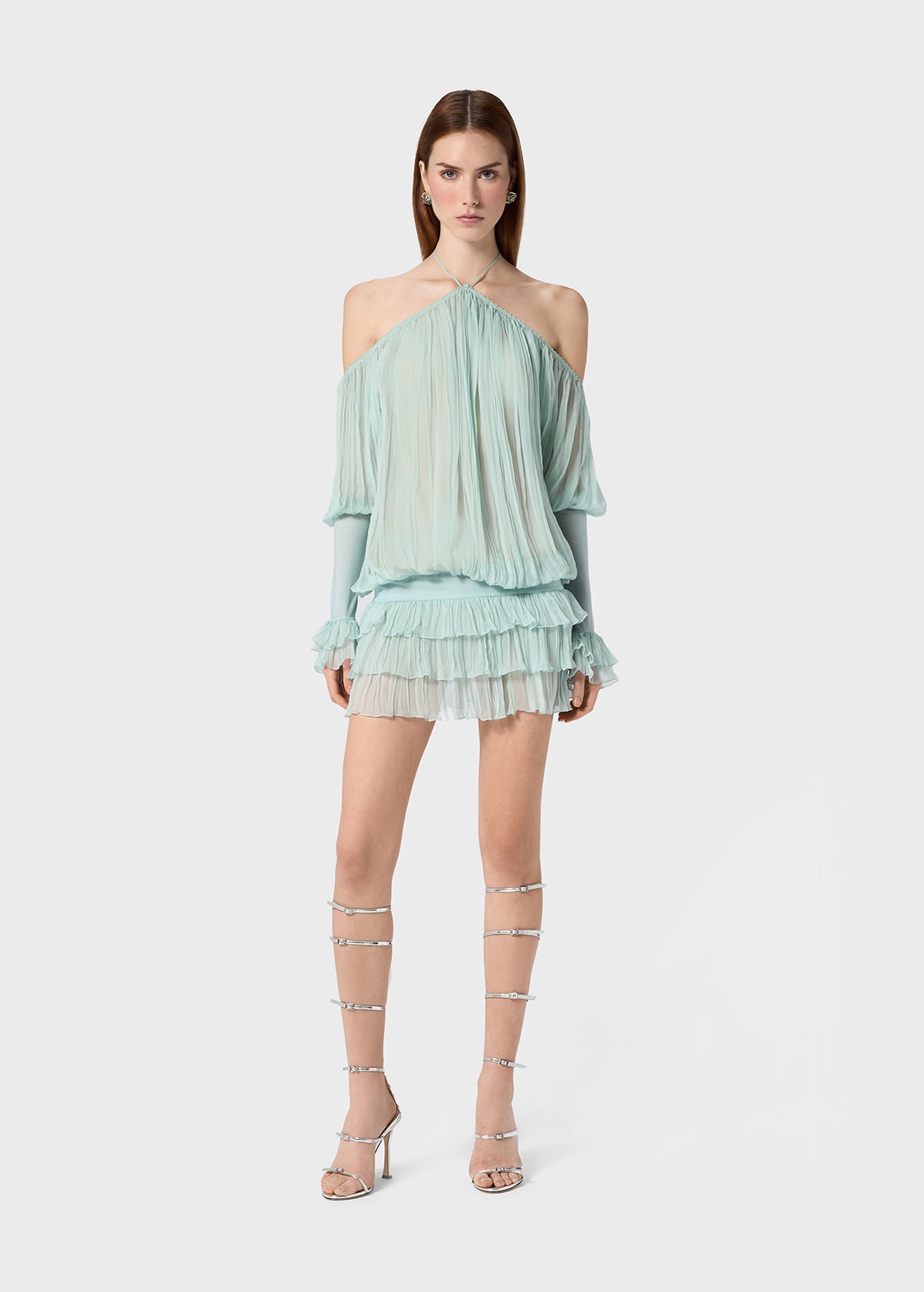 PLEATED DRESS IN SILK CHIFFON - 2