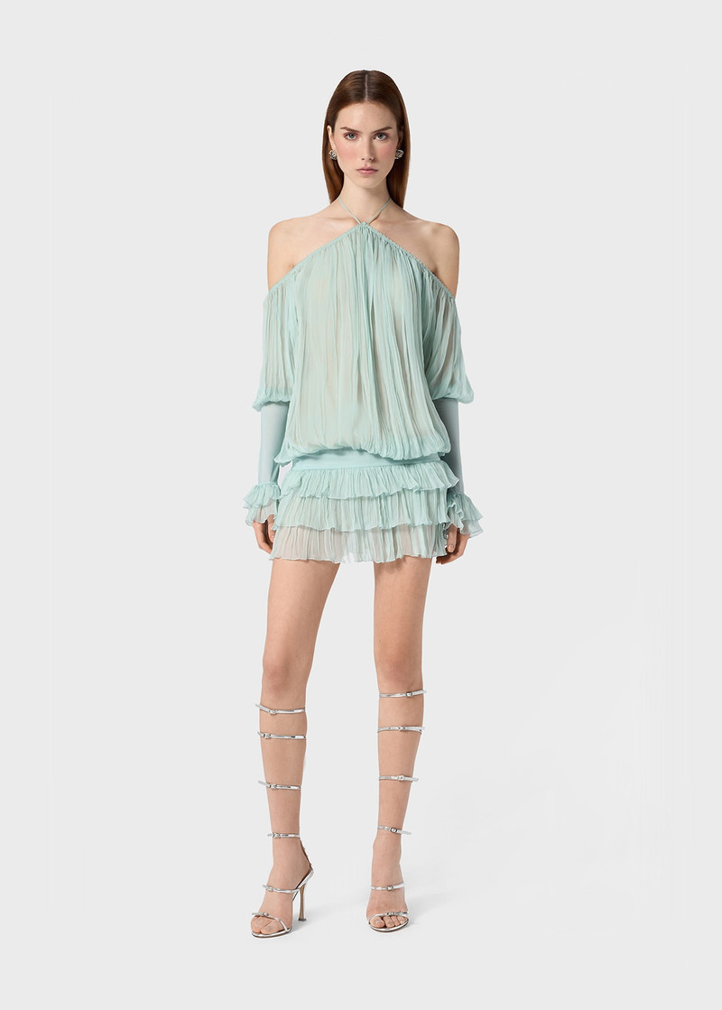 Blumarine PLEATED DRESS IN SILK CHIFFON outlook