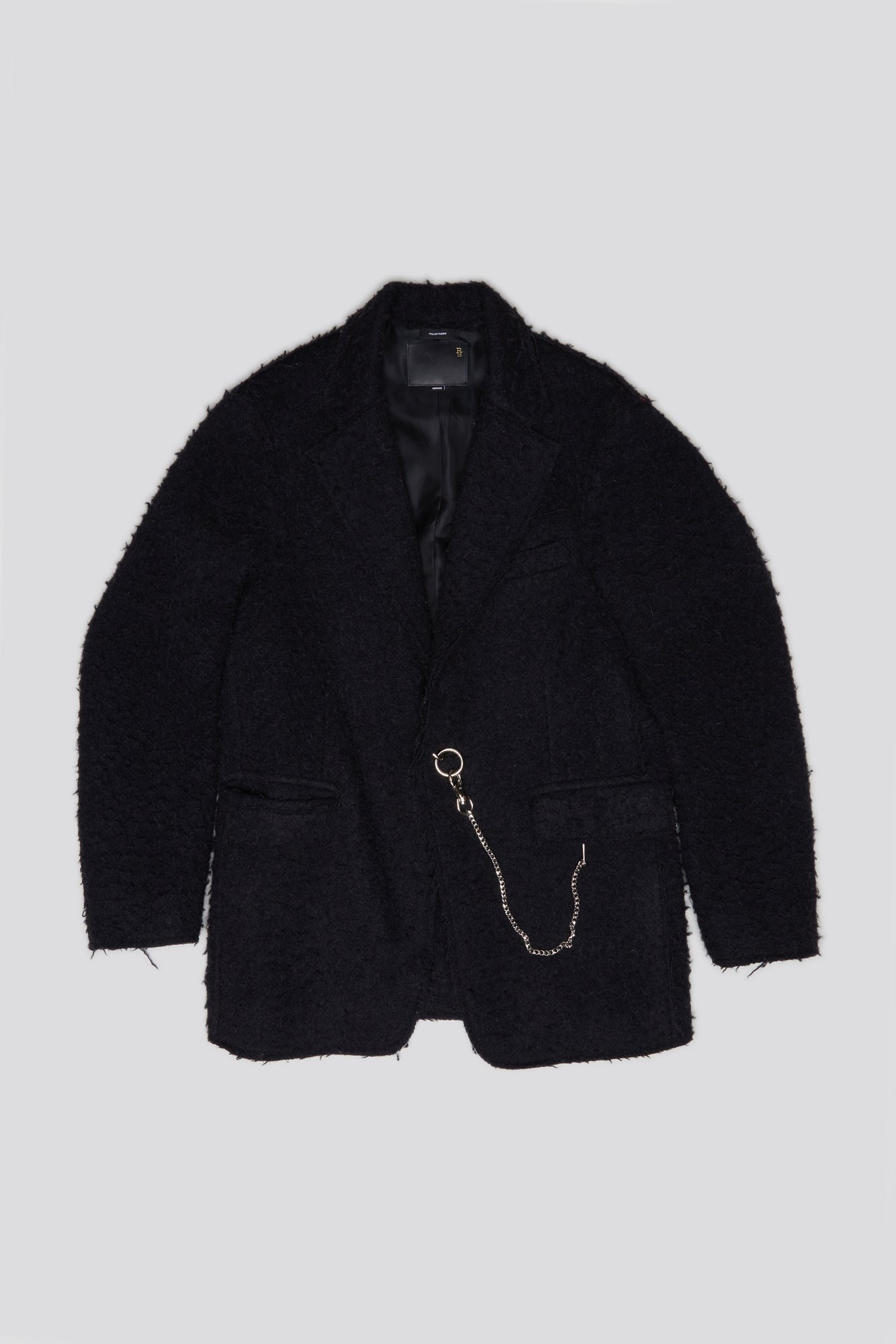 RAW CUT RAGGED BLAZER - BLACK WOOL - 1