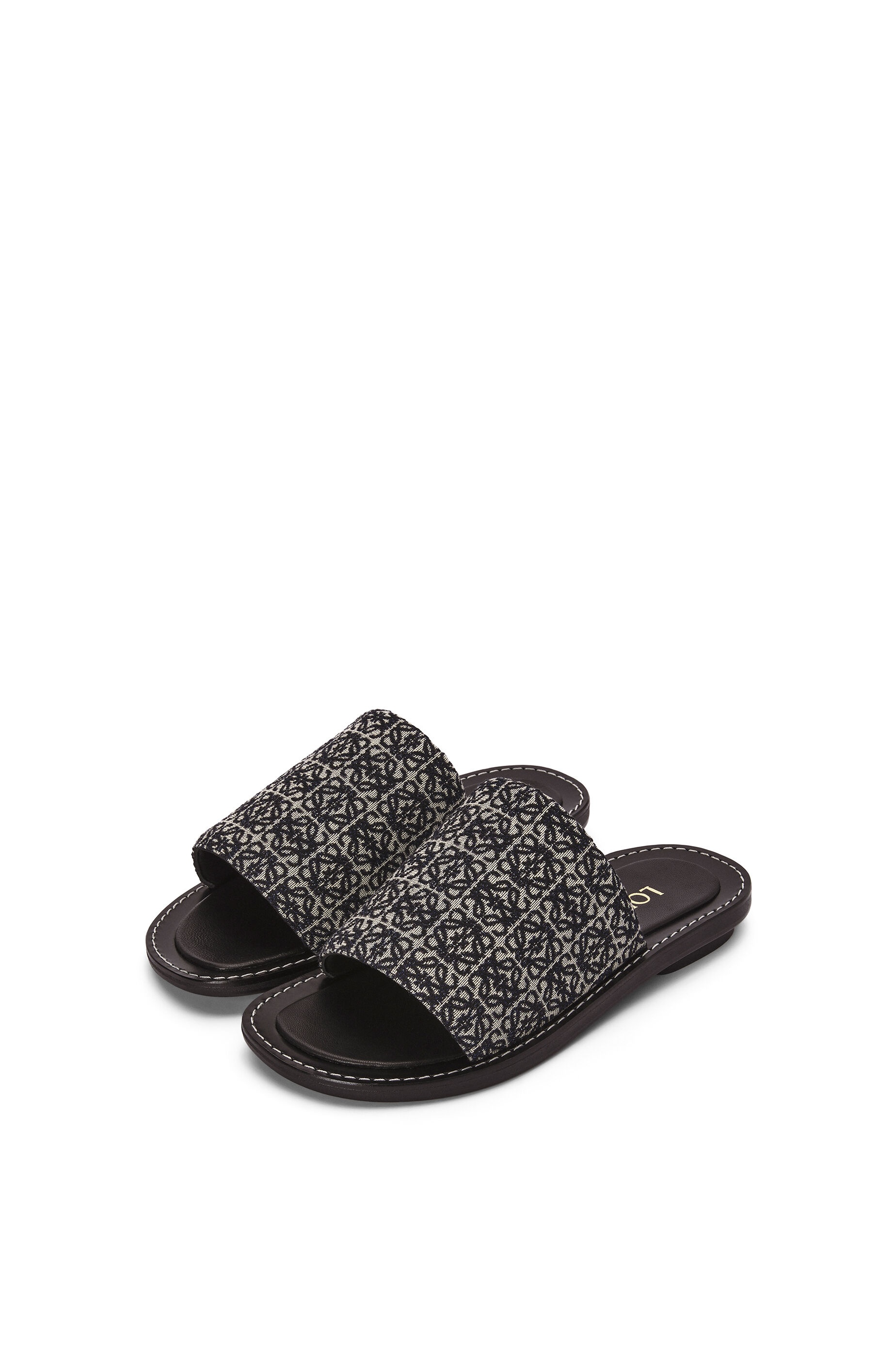 Slide in Anagram jacquard and calfskin - 2