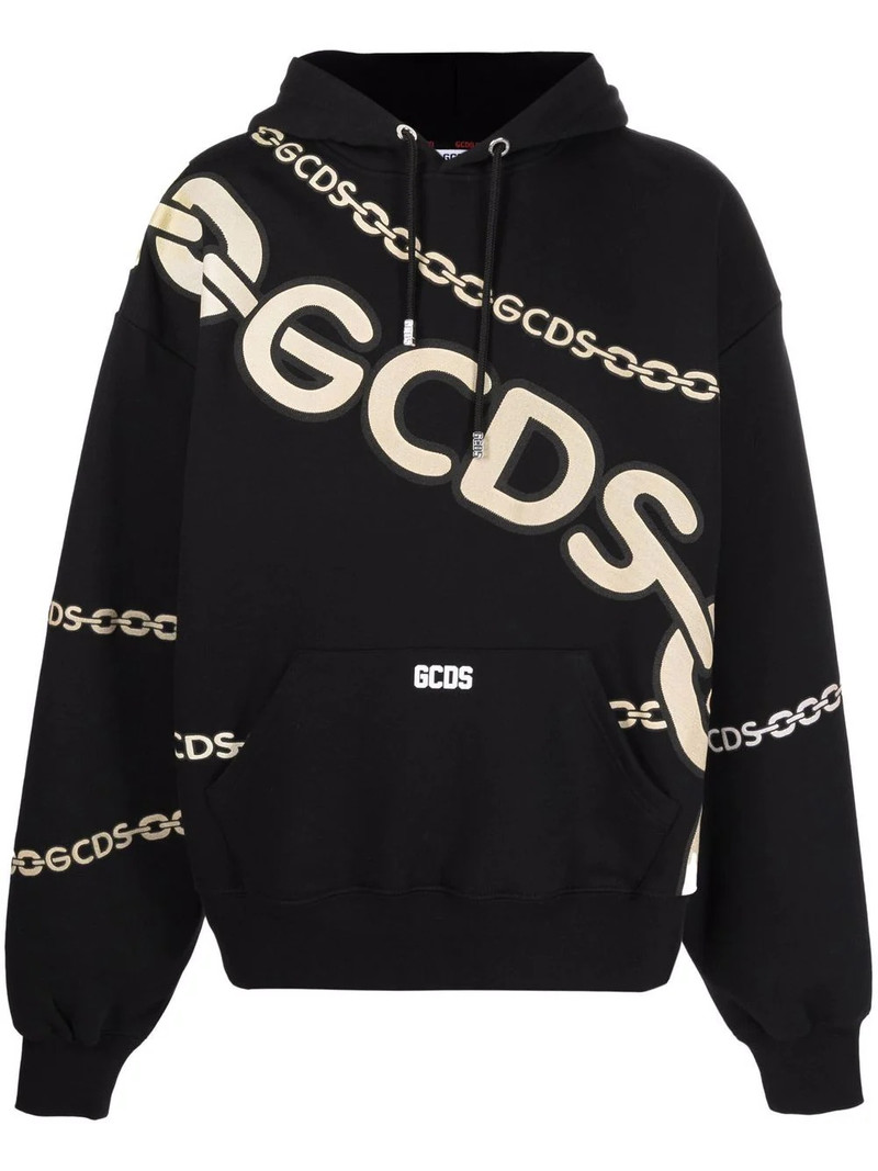 chain-link logo-print hoodie 1