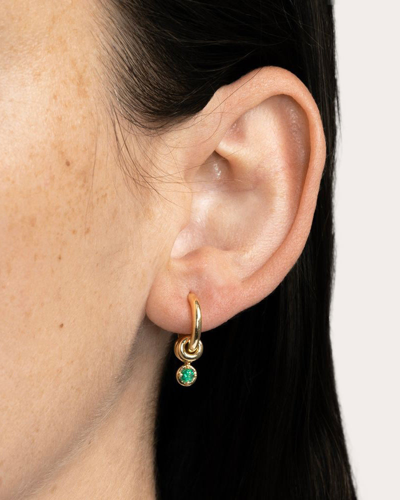 Spinelli Kilcollin Emerald & 18k Gold Zahra Hoop Earrings outlook