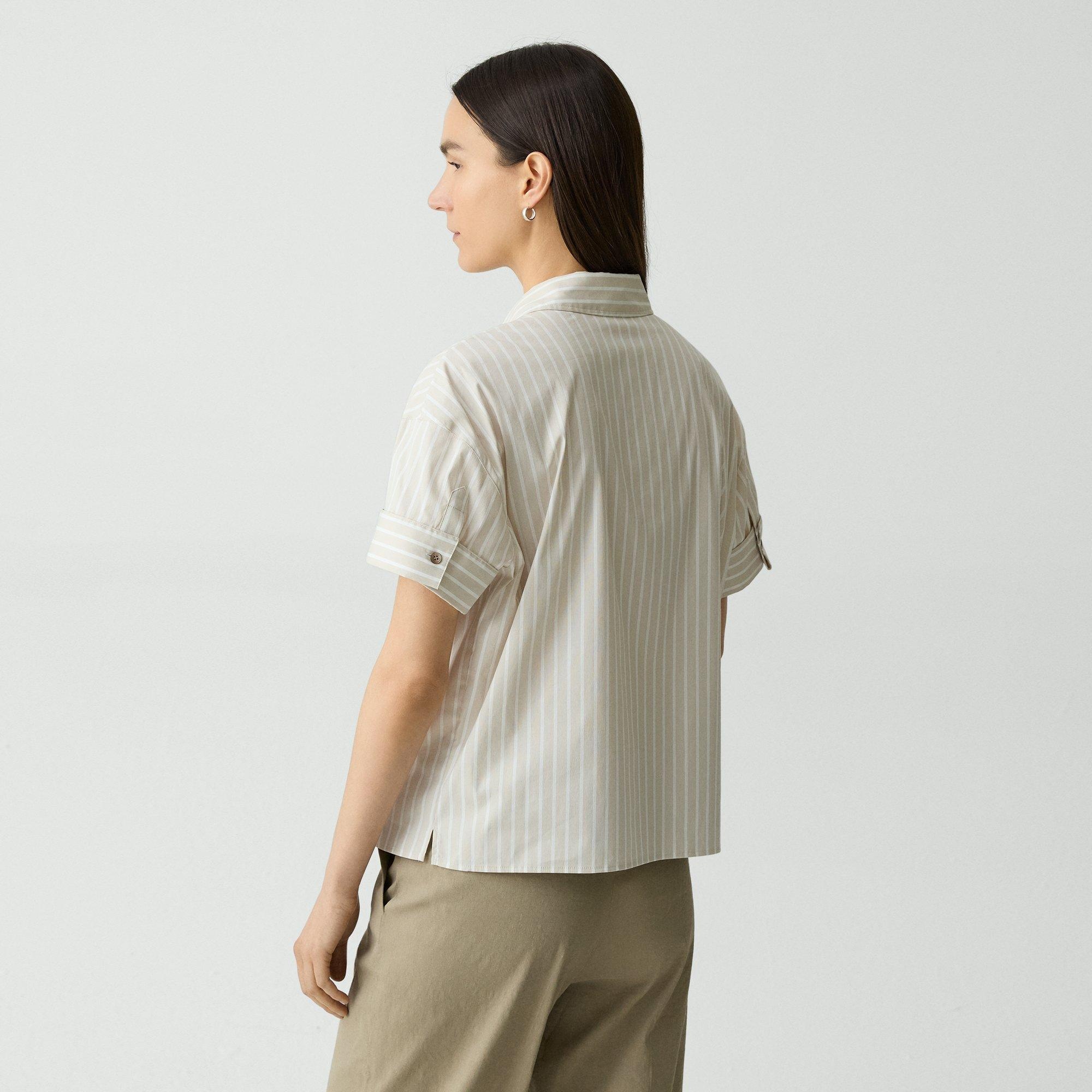 Cuffed Shirt in Striped Cotton-Blend - 4